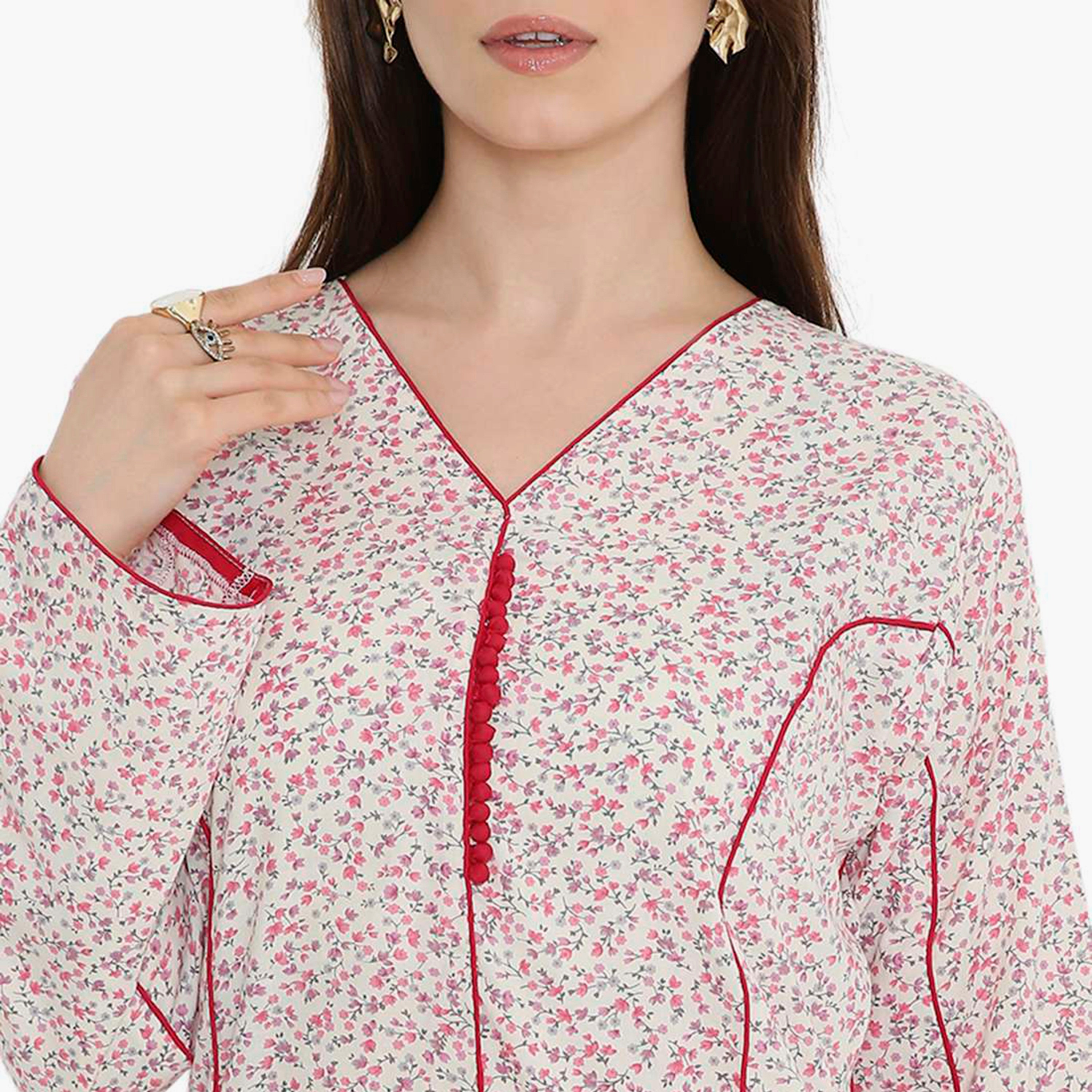 جلابية نسائية بطبعة زهور متناثرة من هنا أند سارة-women-arabicclothing-jalabiyas-image-12