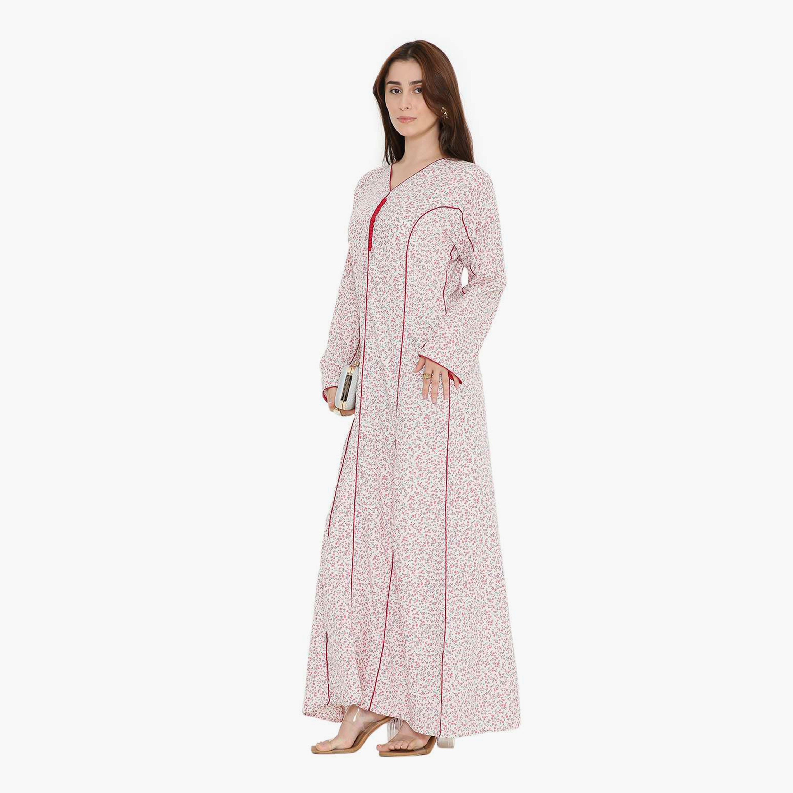 جلابية نسائية بطبعة زهور متناثرة من هنا أند سارة-women-arabicclothing-jalabiyas-image-14