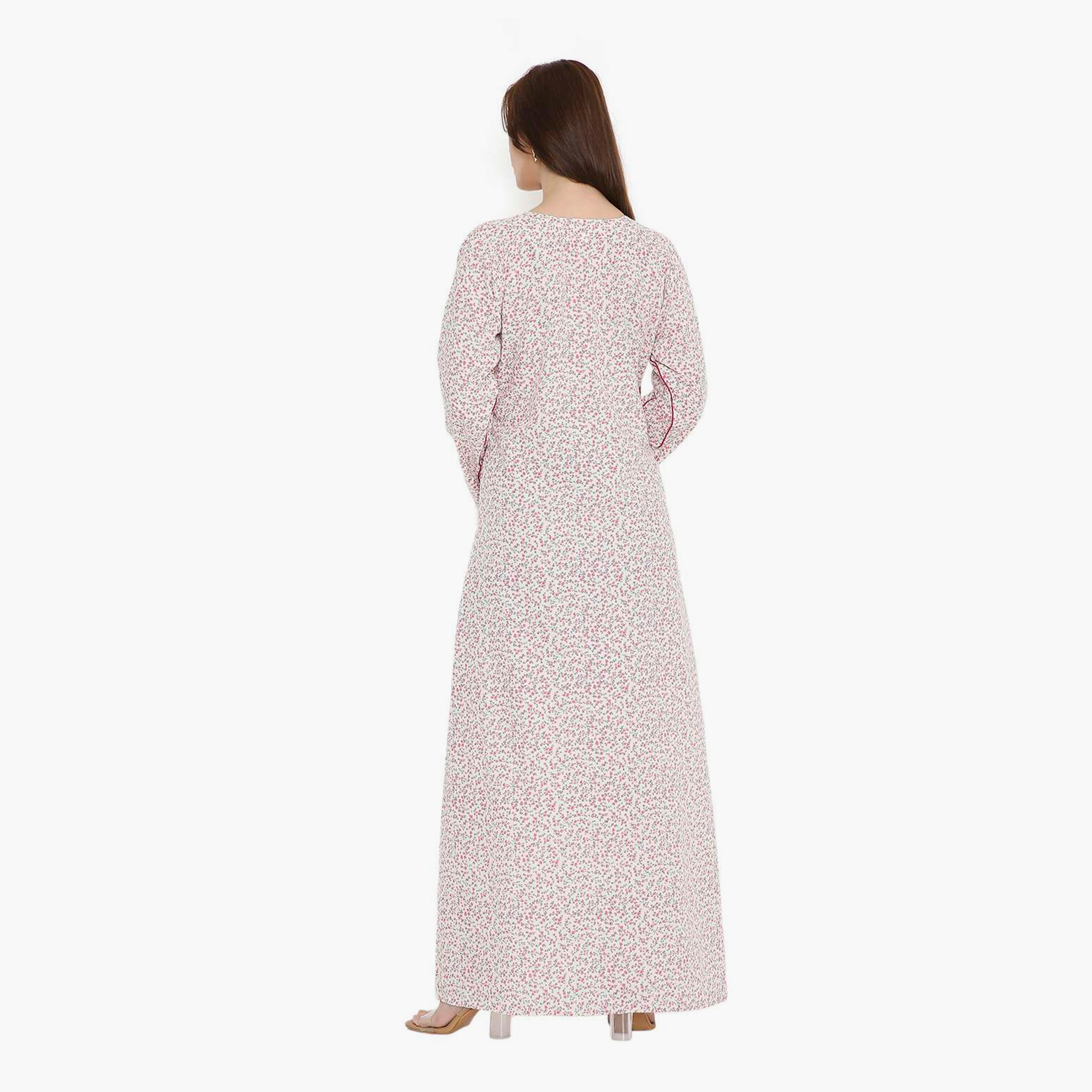 جلابية نسائية بطبعة زهور متناثرة من هنا أند سارة-women-arabicclothing-jalabiyas-image-15