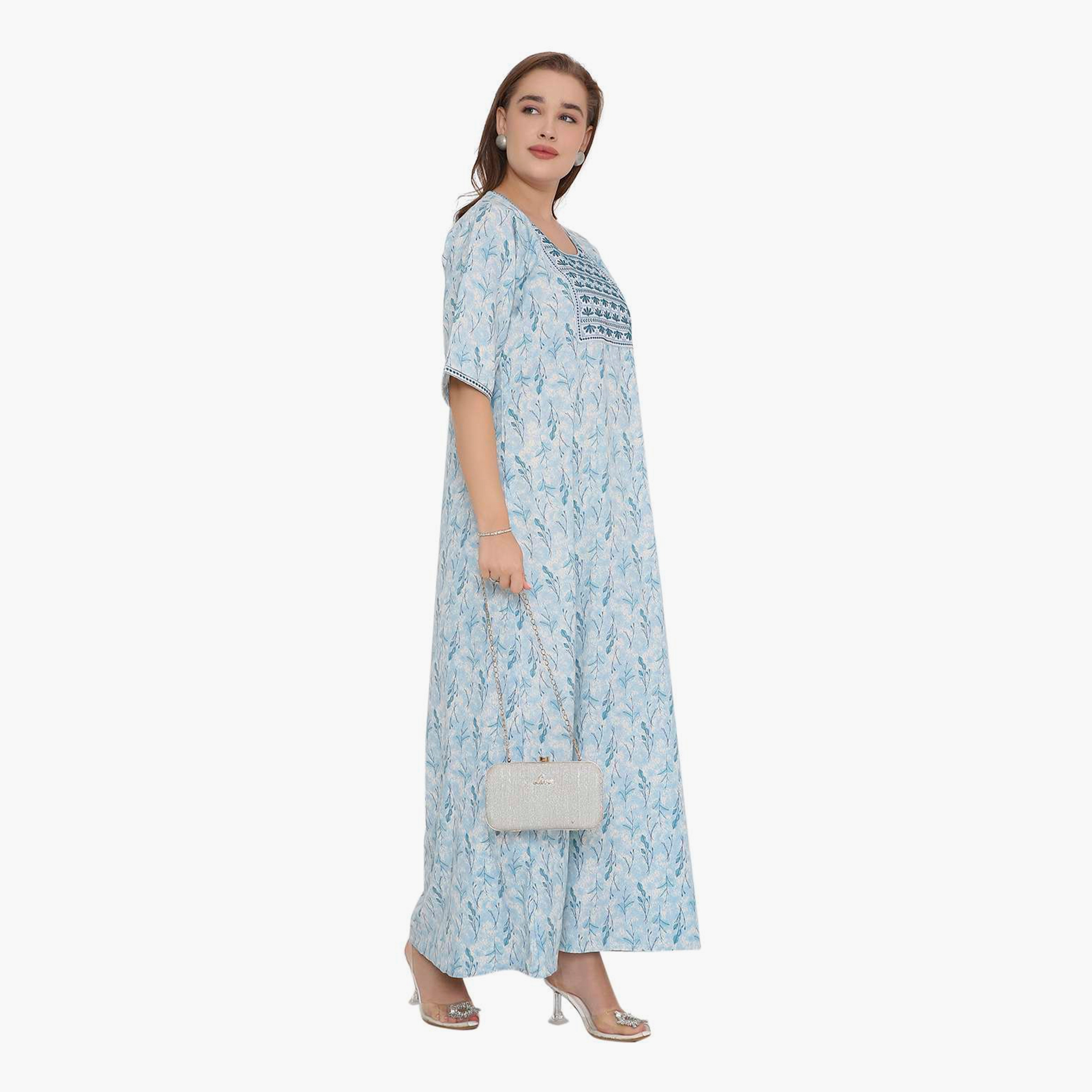 جلابية نسائية بطبعة أوراق الشجر وصدرية مطرزة من هنا أند سارة-women-arabicclothing-jalabiyas-image-8