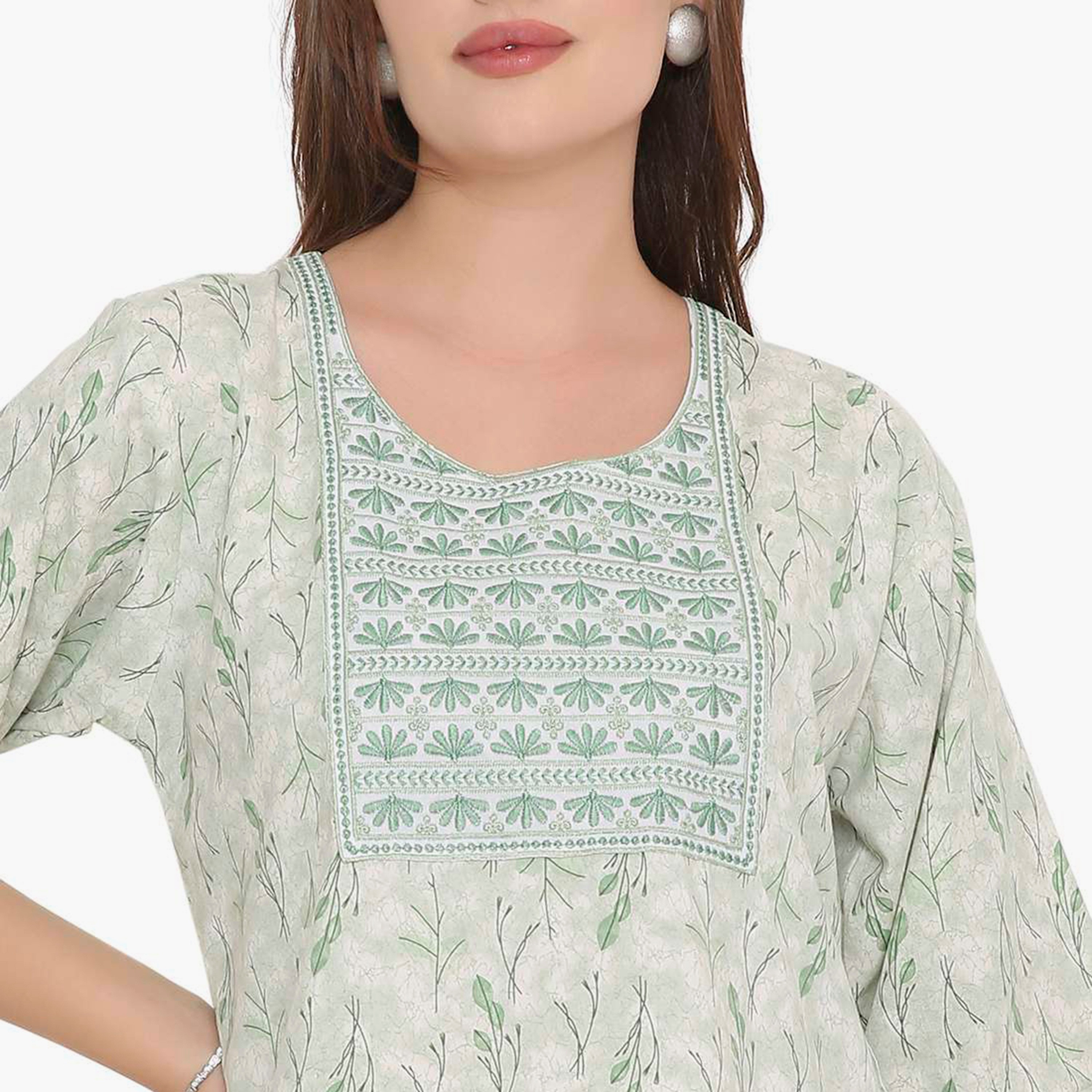 جلابية نسائية بطبعة أوراق الشجر وصدرية مطرزة من هنا أند سارة-women-arabicclothing-jalabiyas-image-12