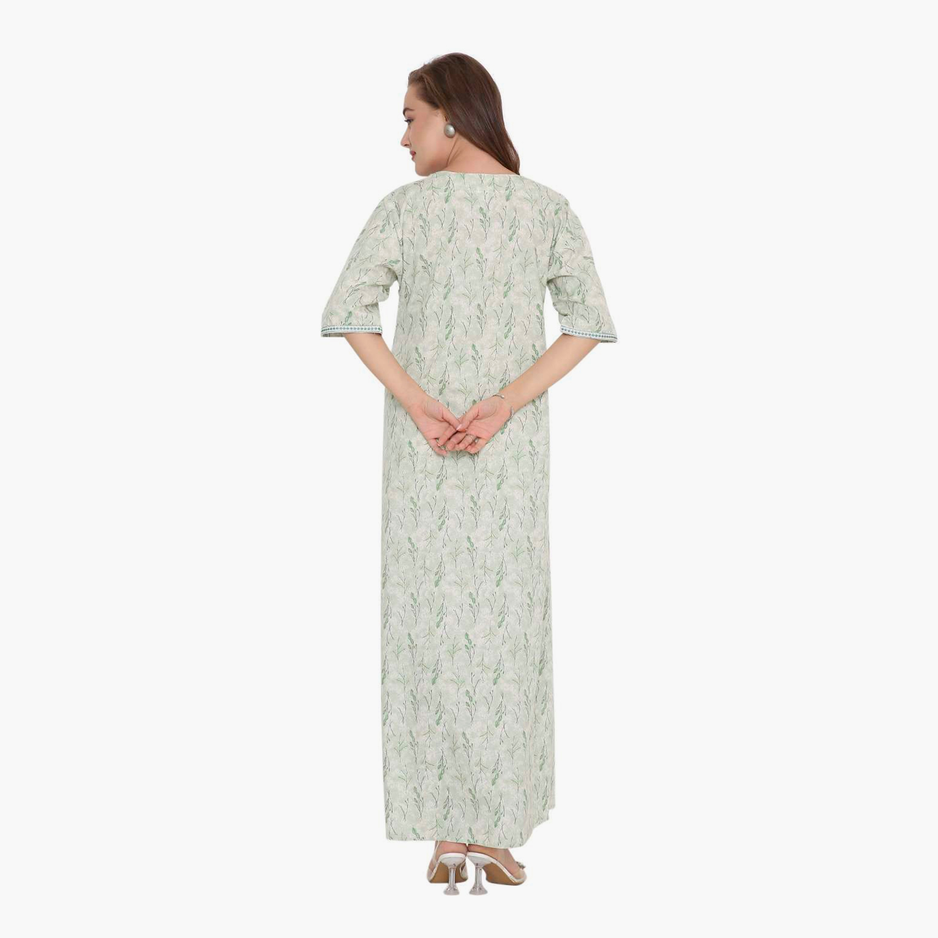 جلابية نسائية بطبعة أوراق الشجر وصدرية مطرزة من هنا أند سارة-women-arabicclothing-jalabiyas-image-15