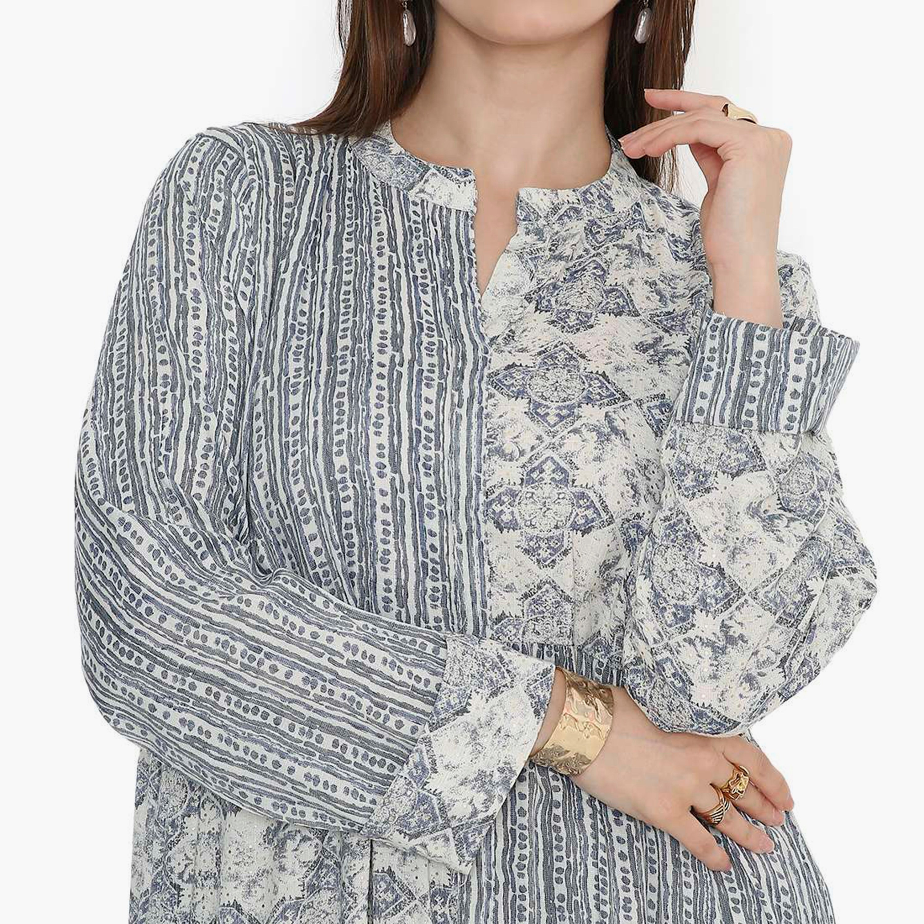 HanaandSara Floral & Striped Mandarin Collar Women's Jalabiya-women-arabicclothing-jalabiyas-image-7