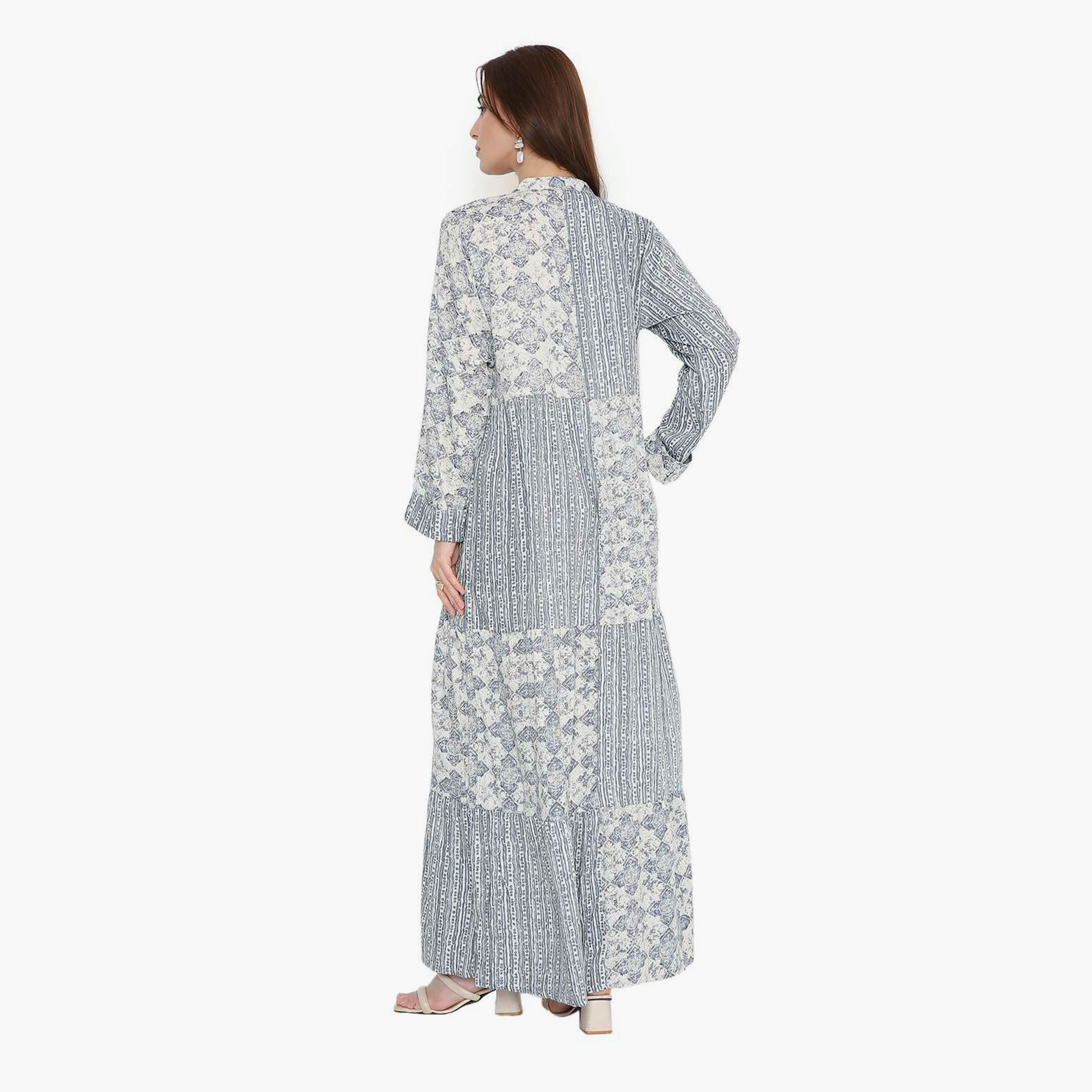 HanaandSara Floral & Striped Mandarin Collar Women's Jalabiya-women-arabicclothing-jalabiyas-image-10