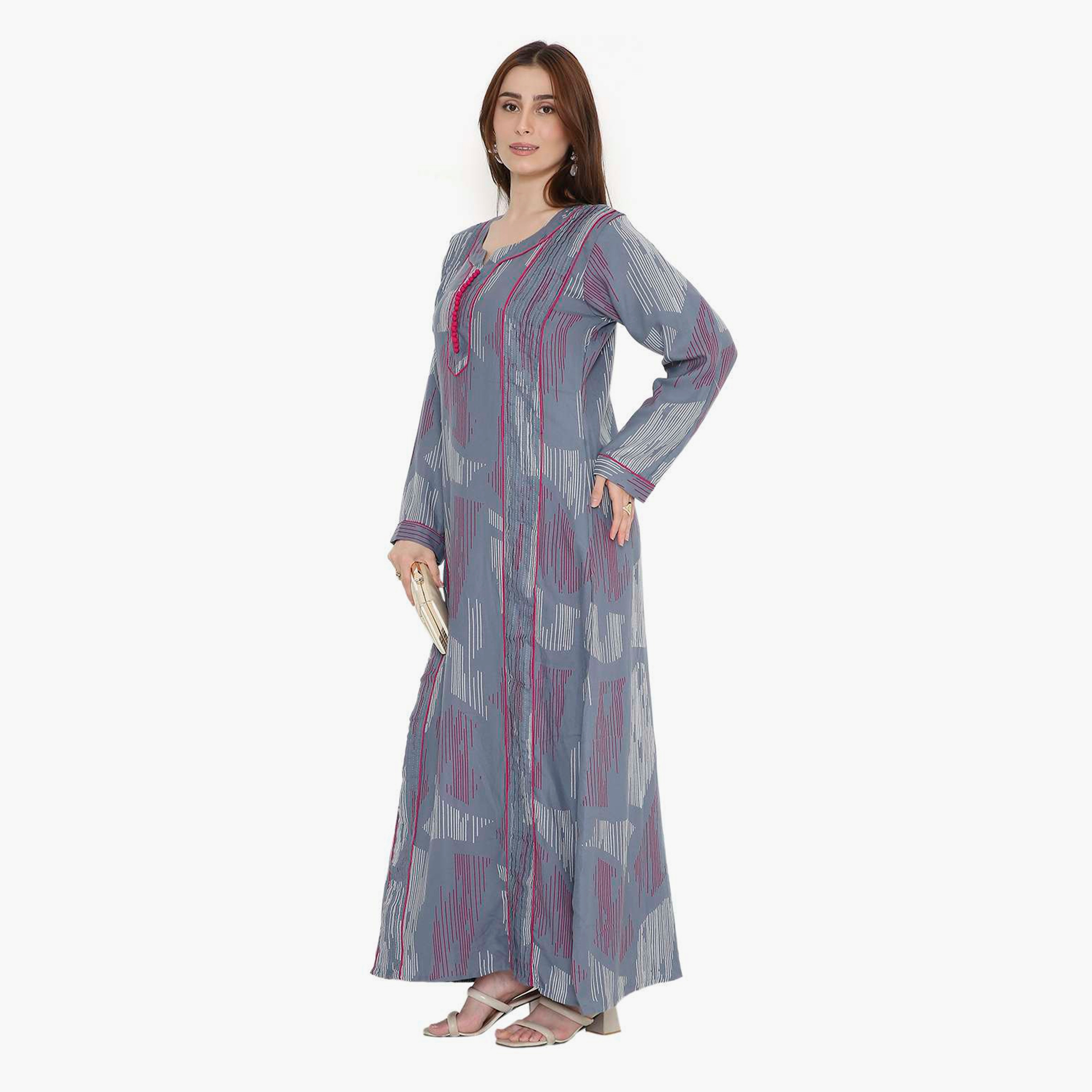 جلابية نسائية بطبعة تجريدية وكسرات من هنا أند سارة-women-arabicclothing-jalabiyas-image-14
