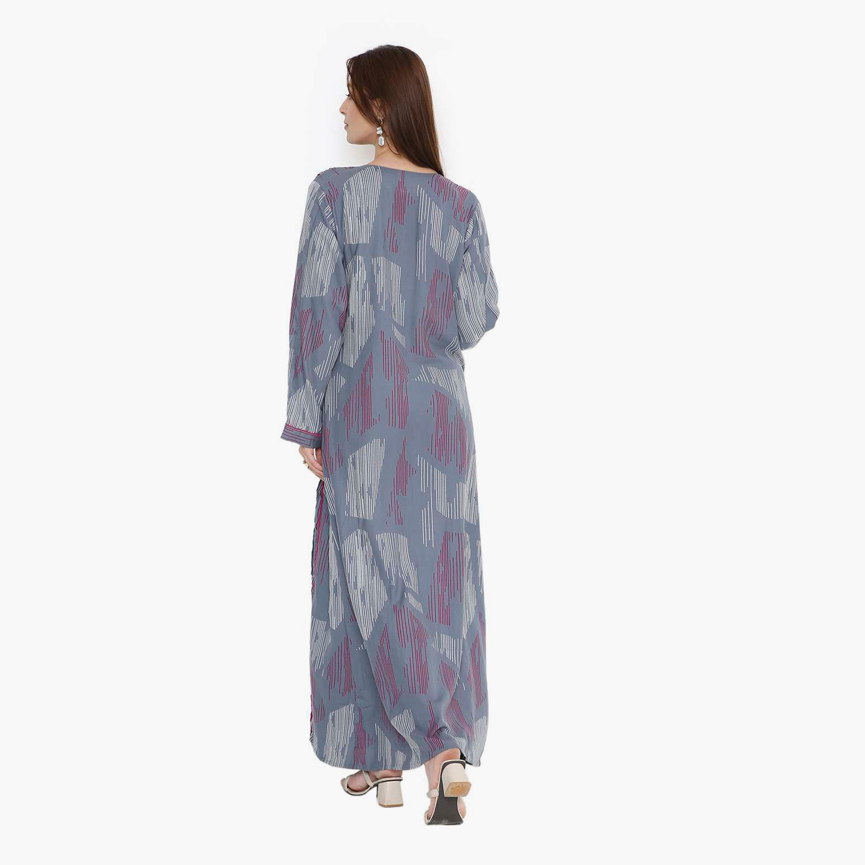 جلابية نسائية بطبعة تجريدية وكسرات من هنا أند سارة-women-arabicclothing-jalabiyas-image-15