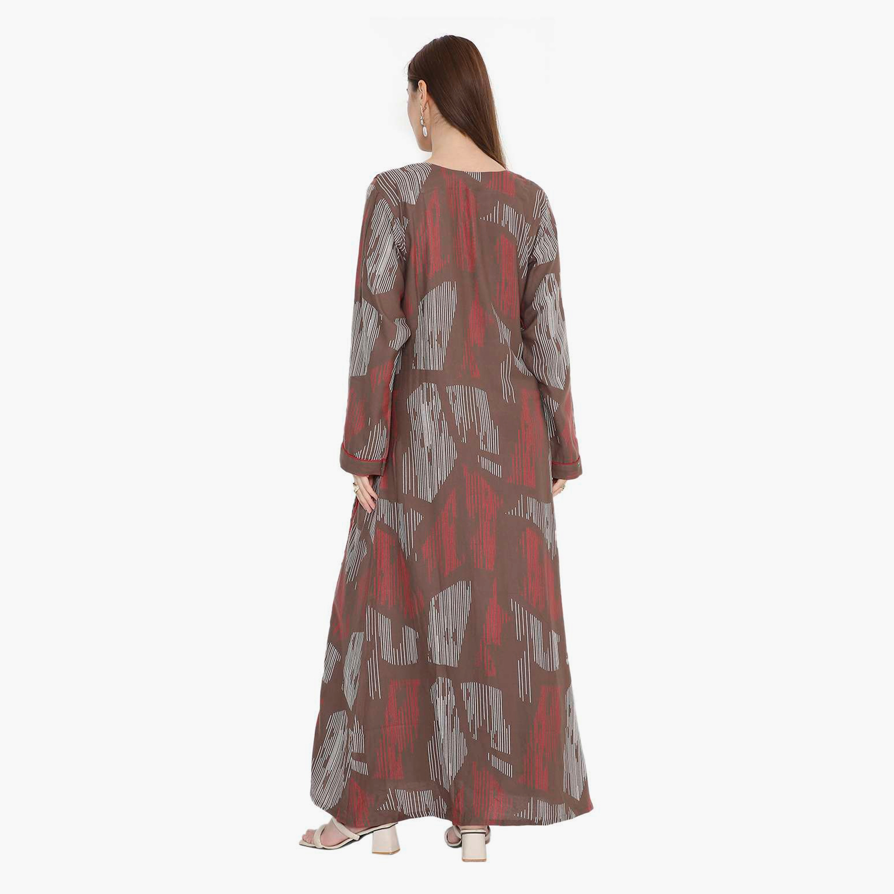 HanaandSara Abstract Print & Pintuck Women's Jalabiya-women-arabicclothing-jalabiyas-image-5
