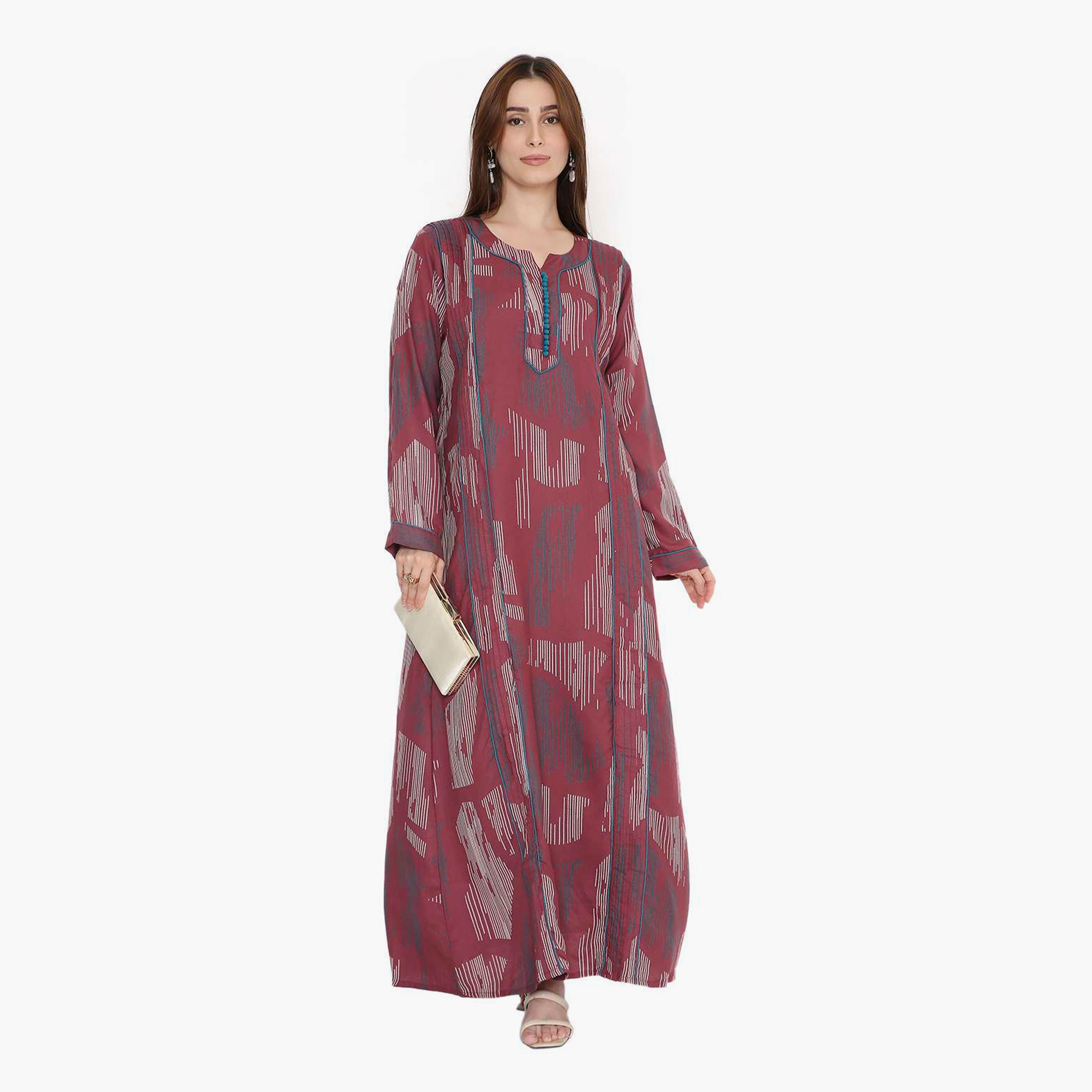 جلابية نسائية بطبعة تجريدية وكسرات من هنا أند سارة-women-arabicclothing-jalabiyas-image-6