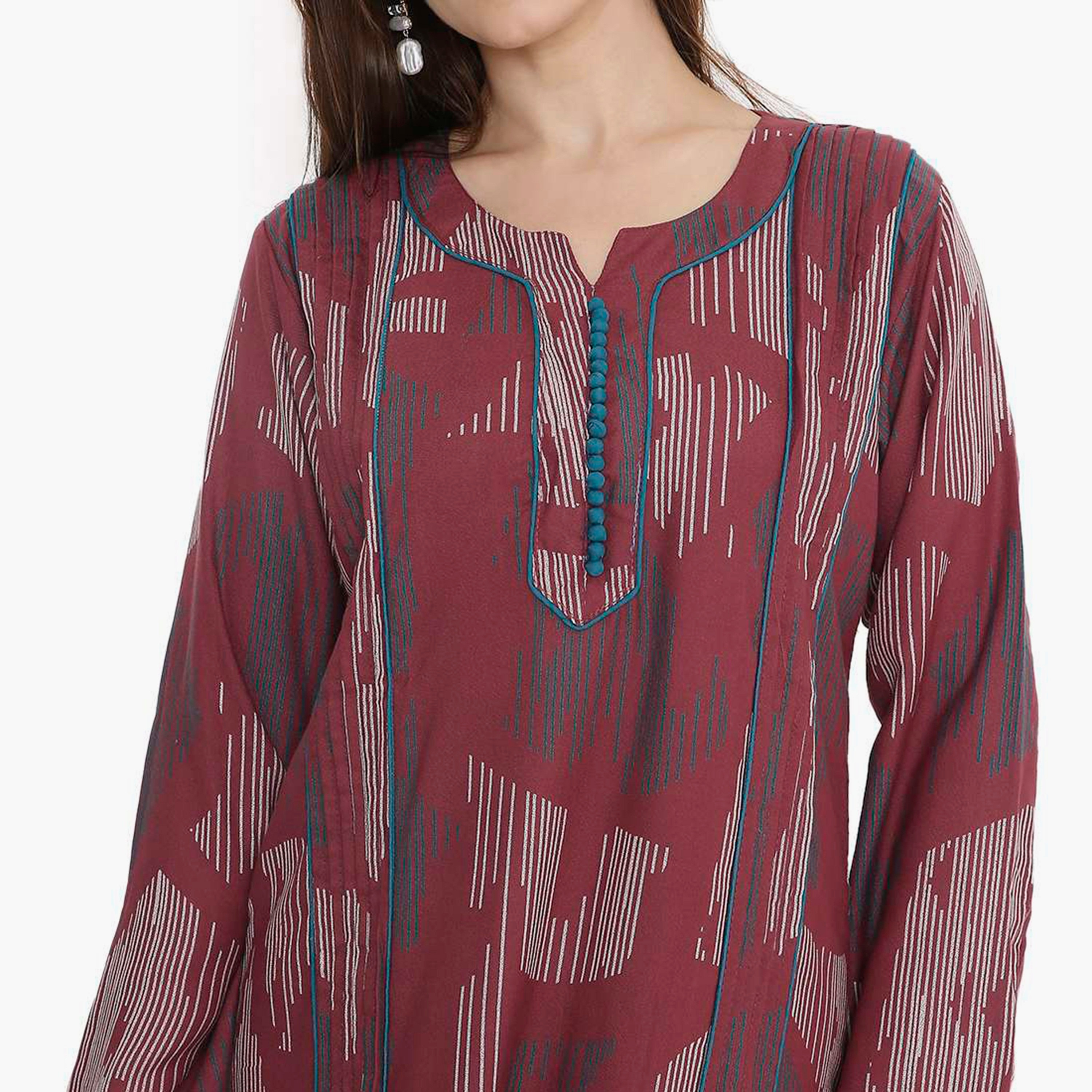 جلابية نسائية بطبعة تجريدية وكسرات من هنا أند سارة-women-arabicclothing-jalabiyas-image-7