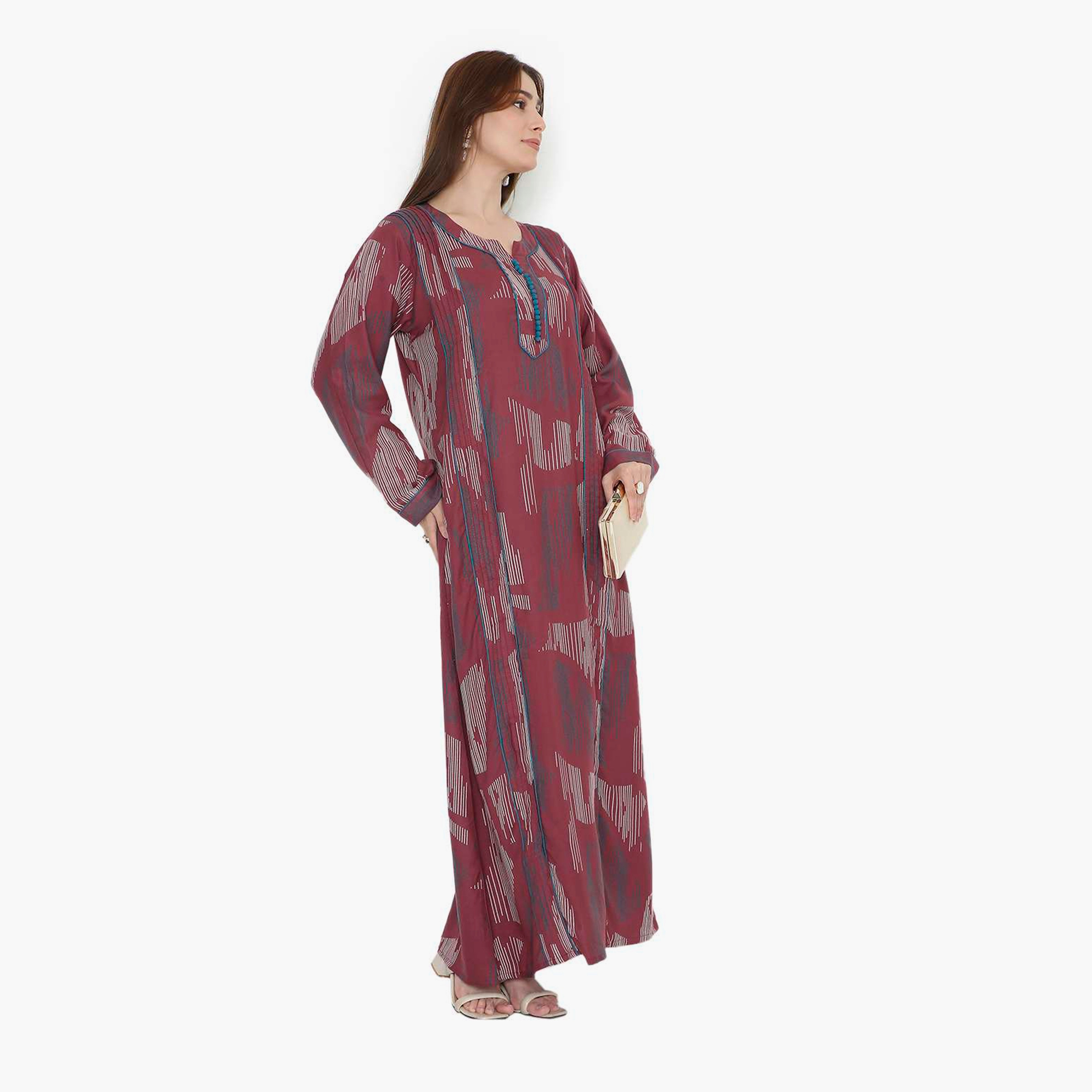 جلابية نسائية بطبعة تجريدية وكسرات من هنا أند سارة-women-arabicclothing-jalabiyas-image-8
