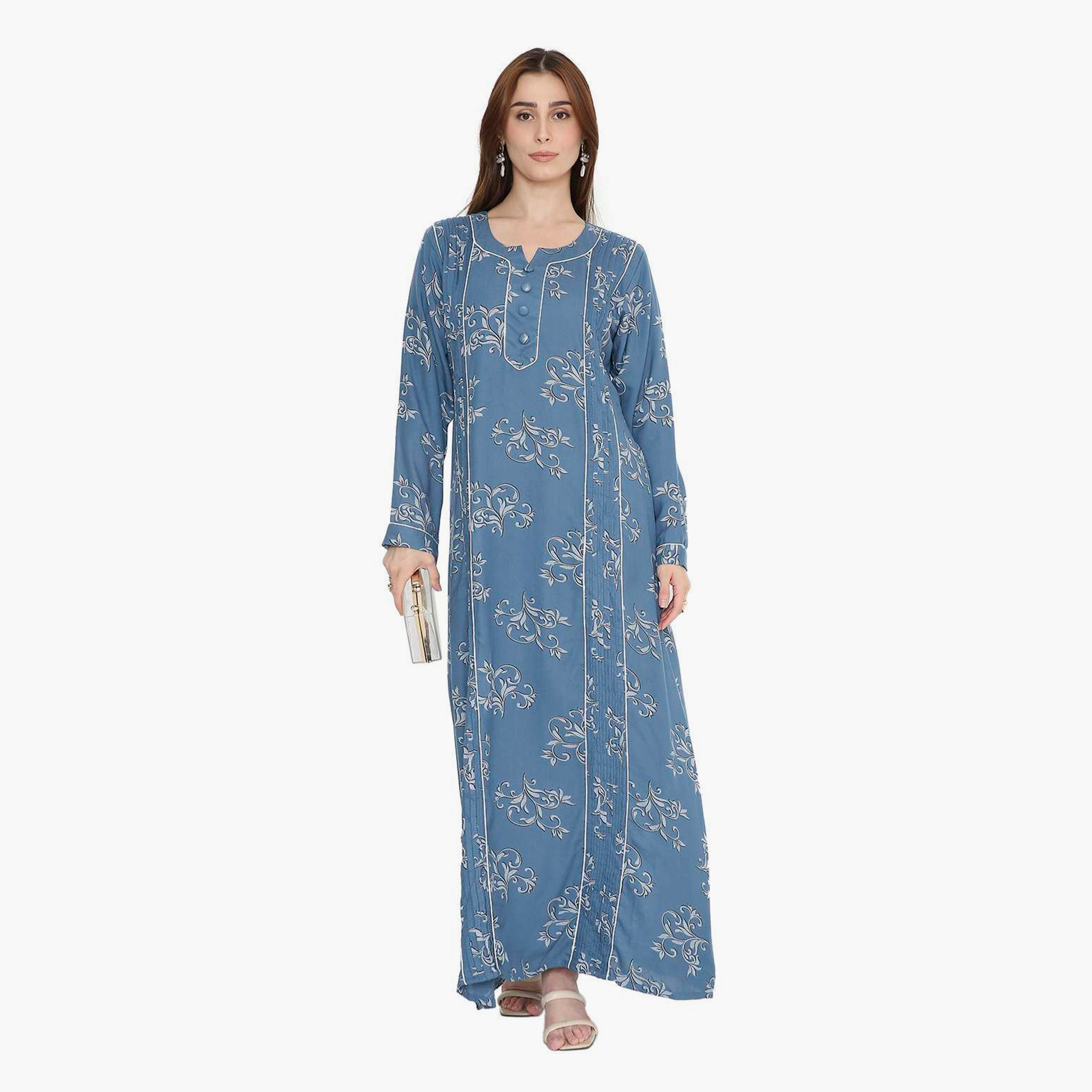 جلابية نسائية بطبعة كرمة العنب وكسرات من هنا أند سارة-women-arabicclothing-jalabiyas-image-11