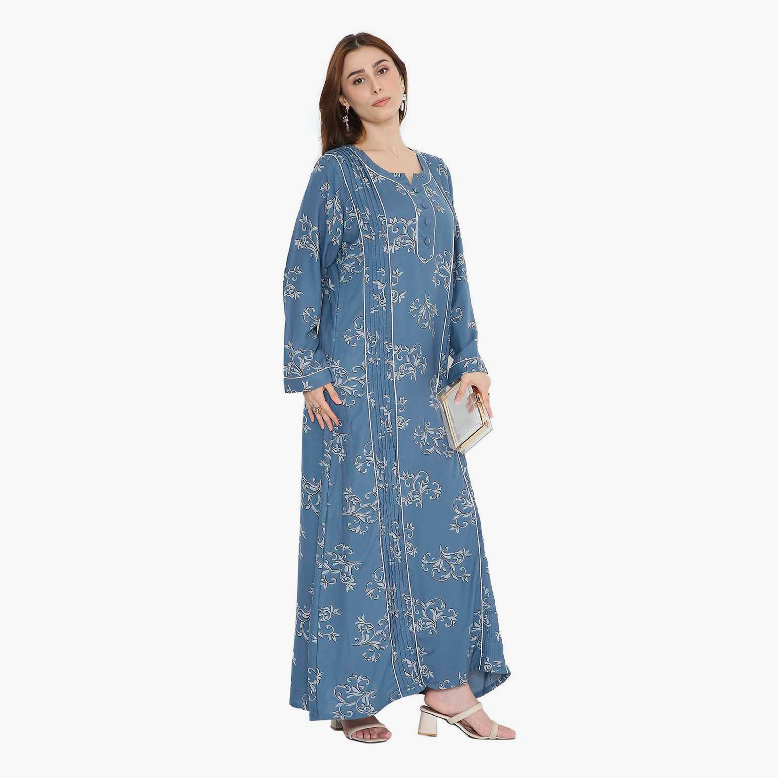 جلابية نسائية بطبعة كرمة العنب وكسرات من هنا أند سارة-women-arabicclothing-jalabiyas-image-13