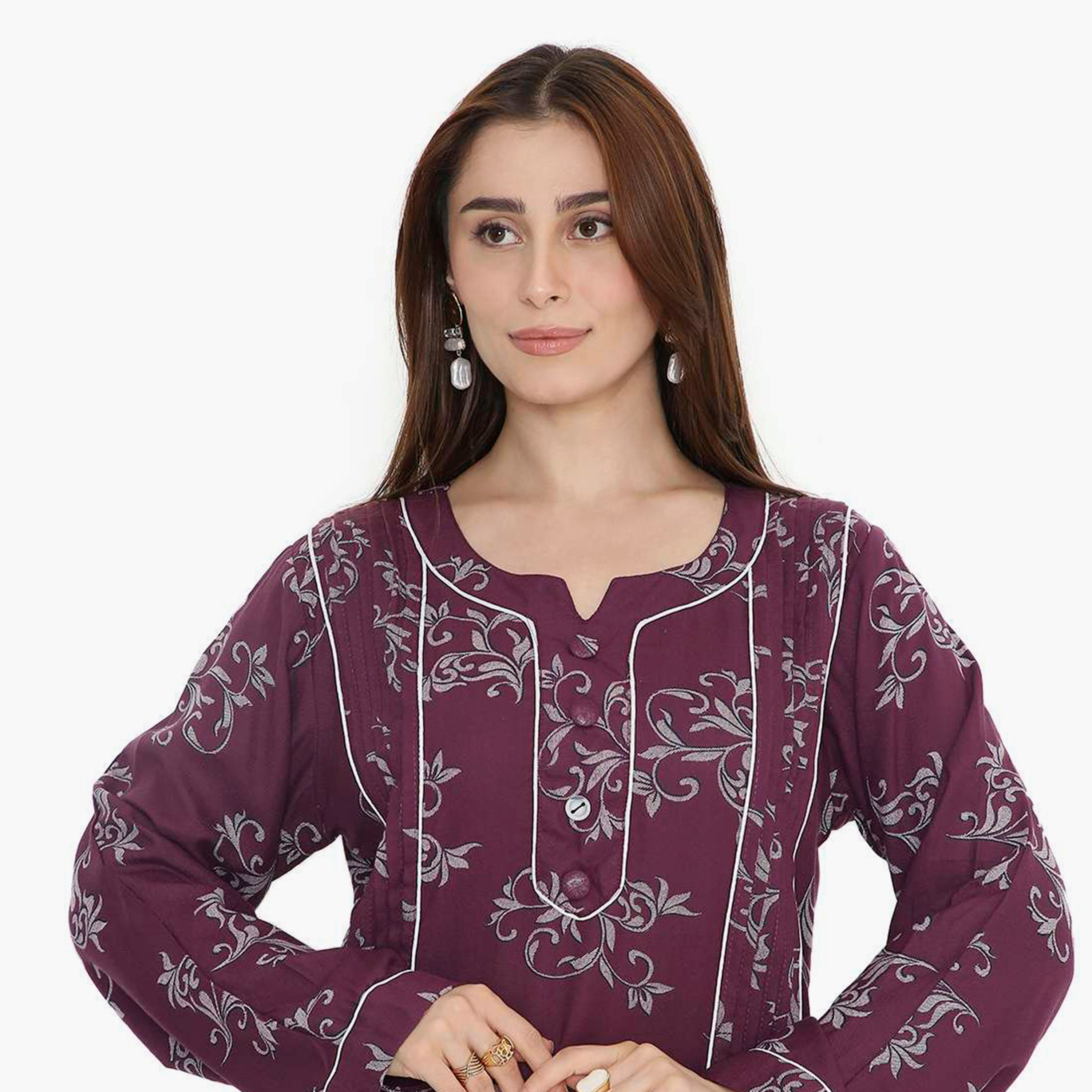 جلابية نسائية بطبعة كرمة العنب وكسرات من هنا أند سارة-women-arabicclothing-jalabiyas-image-7
