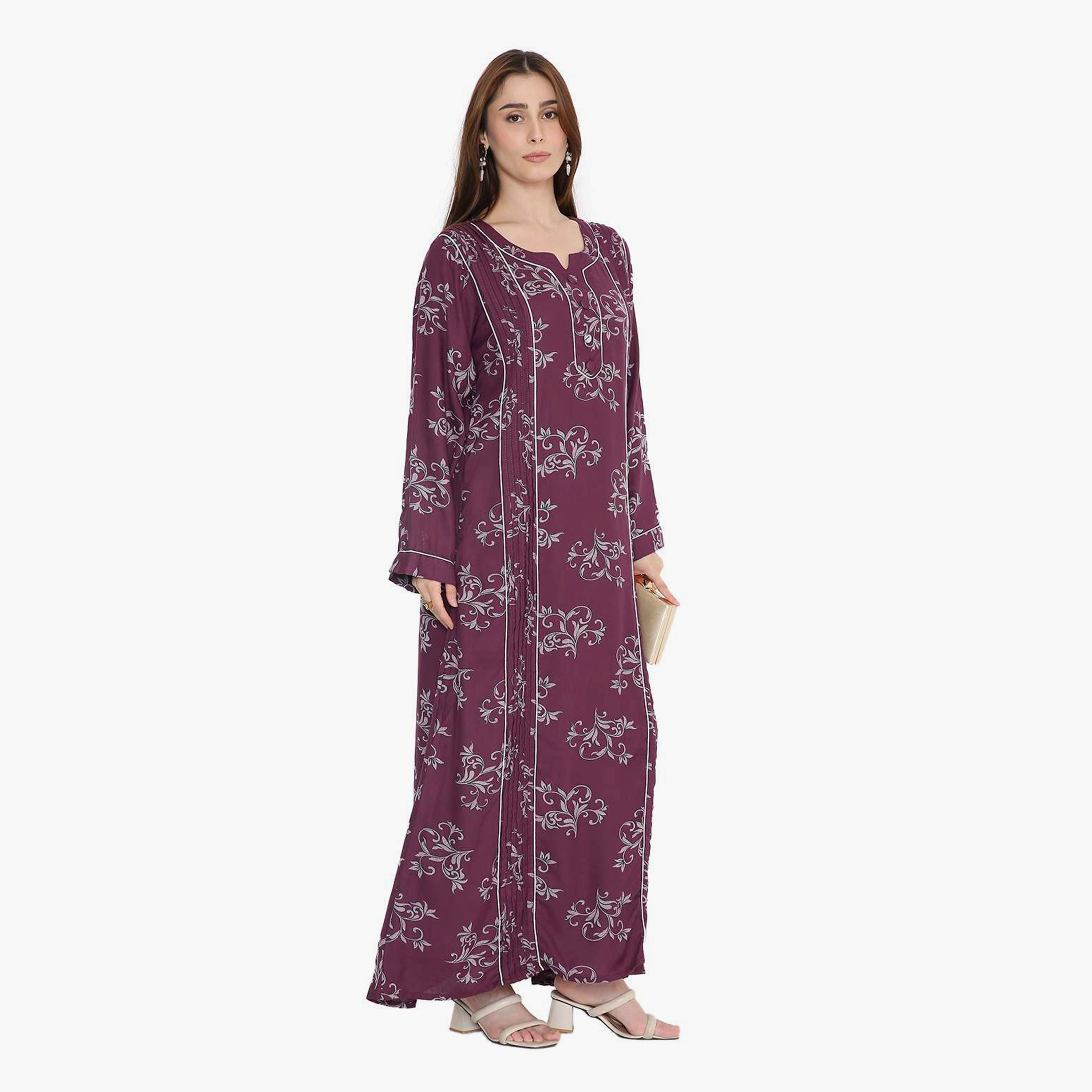 جلابية نسائية بطبعة كرمة العنب وكسرات من هنا أند سارة-women-arabicclothing-jalabiyas-image-8