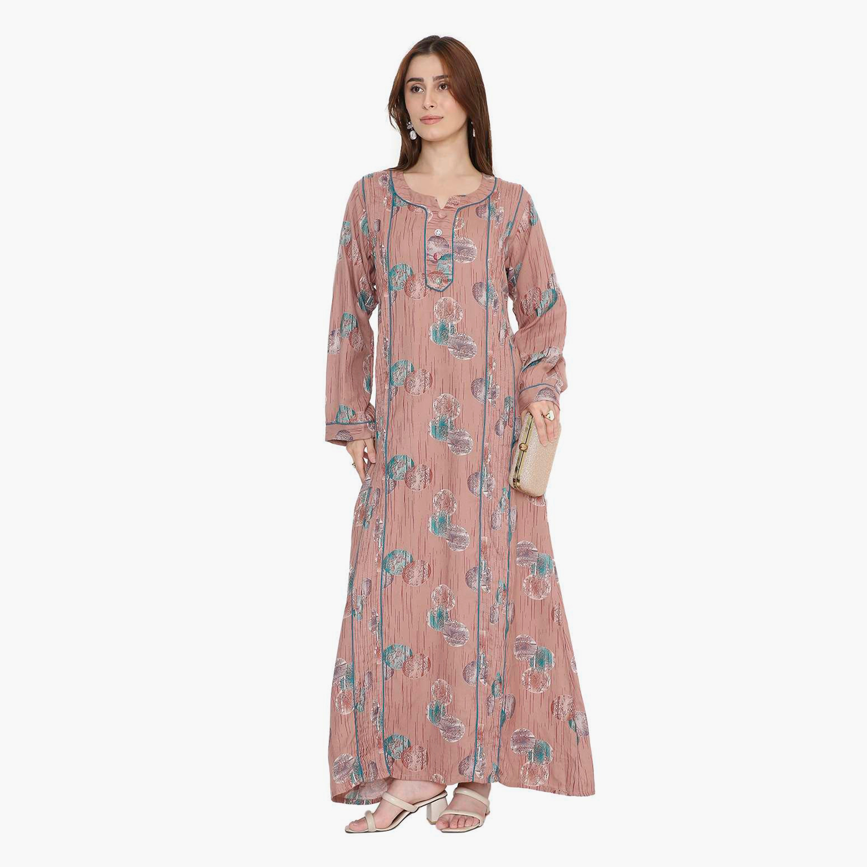 جلابية نسائية بطبعة تجريدية وكسرات من هنا أند سارة-women-arabicclothing-jalabiyas-image-6