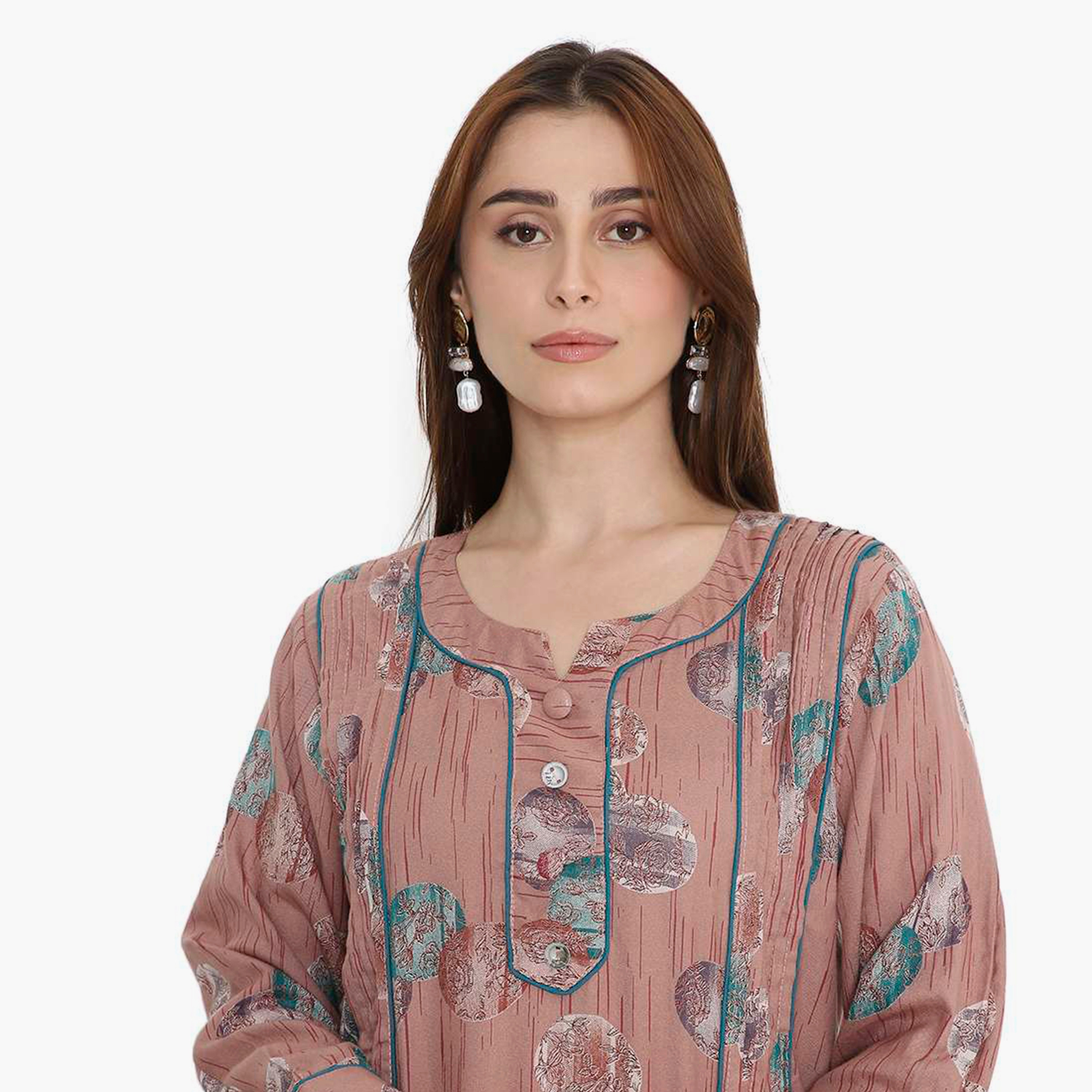 جلابية نسائية بطبعة تجريدية وكسرات من هنا أند سارة-women-arabicclothing-jalabiyas-image-7