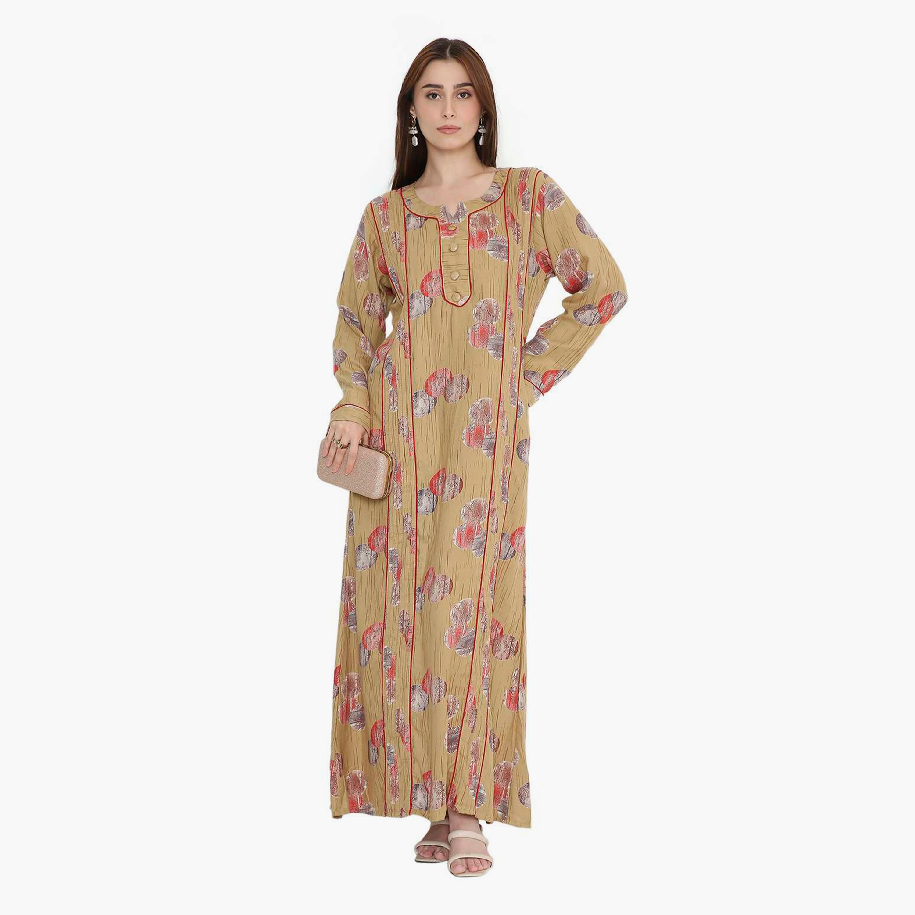 جلابية نسائية بطبعة تجريدية وكسرات من هنا أند سارة-women-arabicclothing-jalabiyas-image-11
