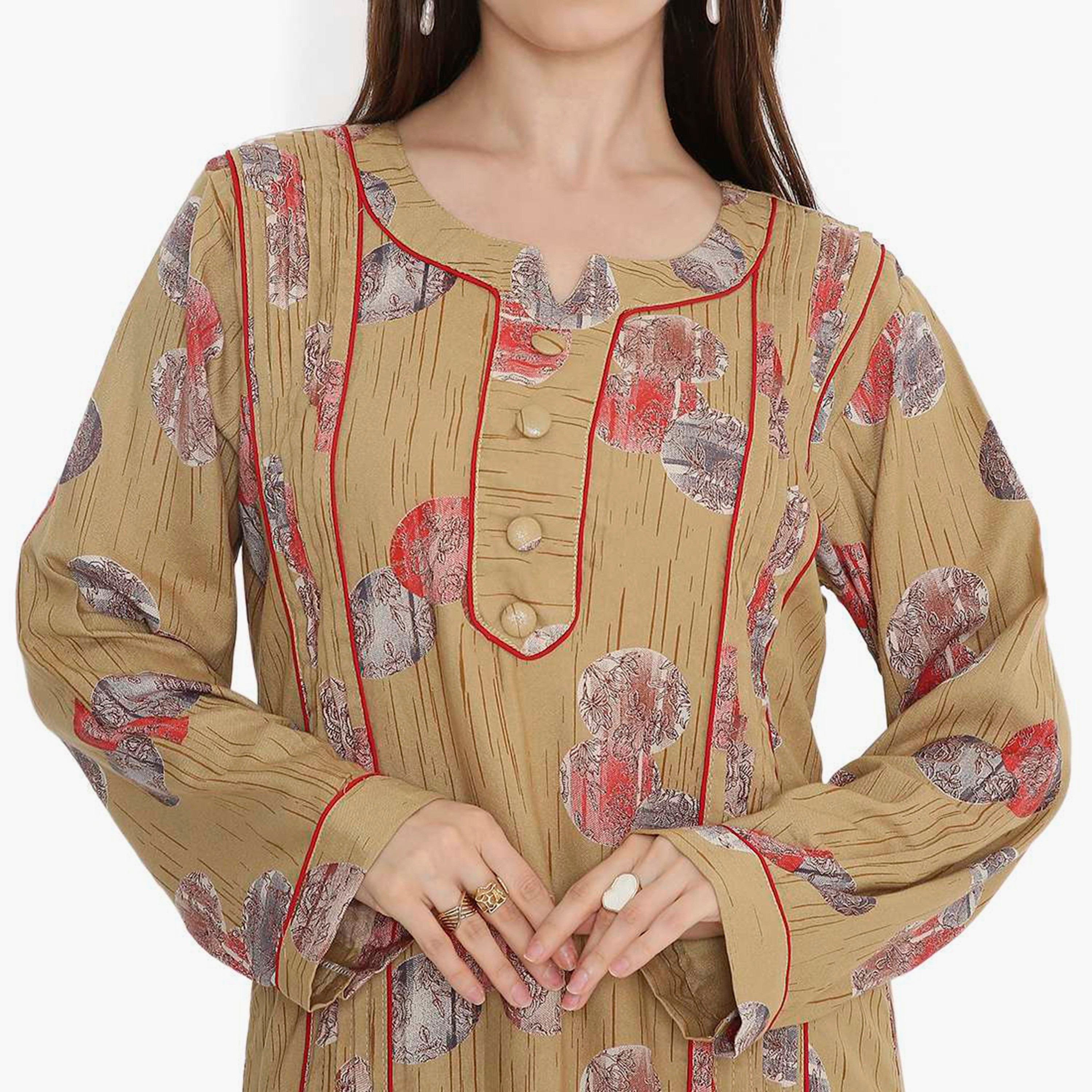 جلابية نسائية بطبعة تجريدية وكسرات من هنا أند سارة-women-arabicclothing-jalabiyas-image-12