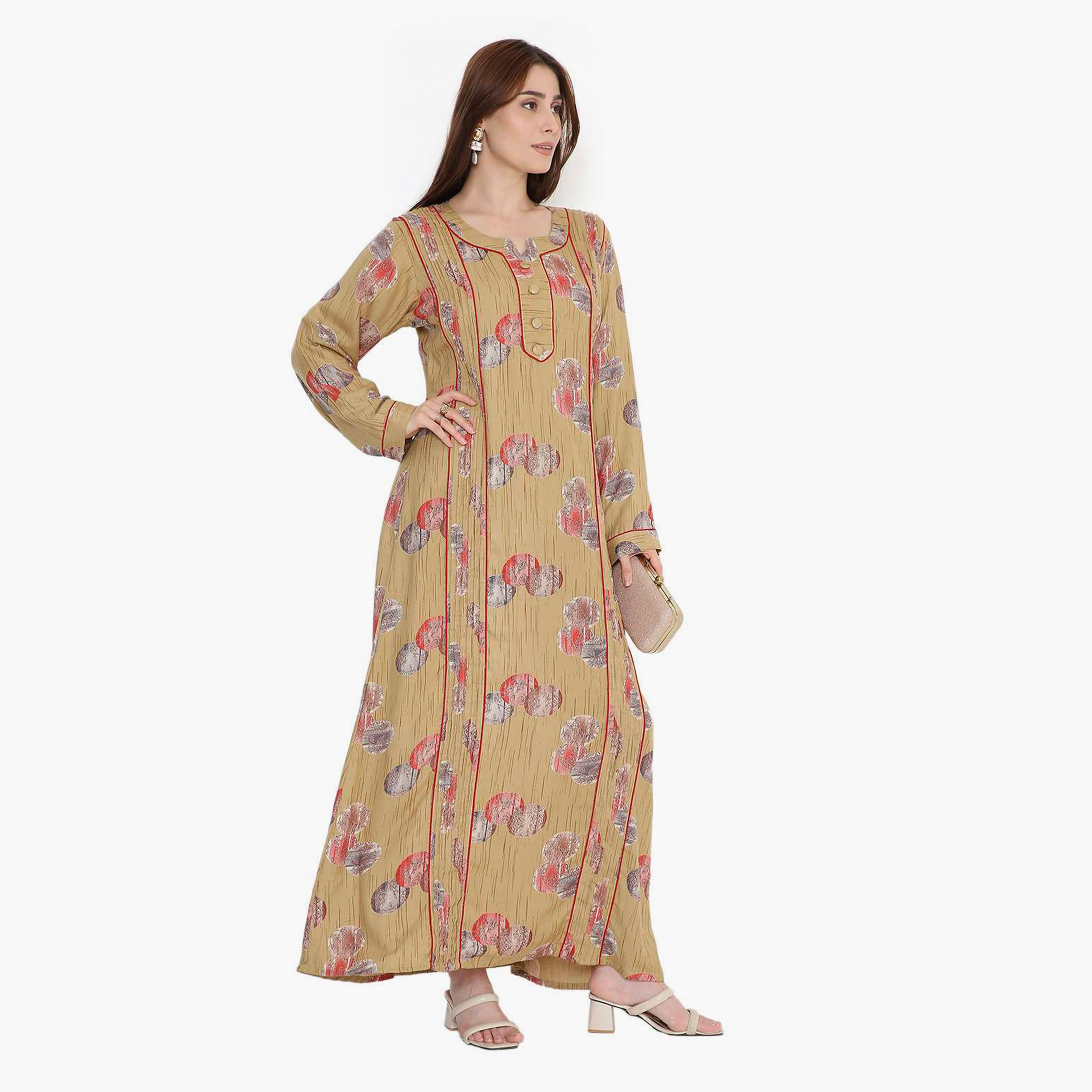 جلابية نسائية بطبعة تجريدية وكسرات من هنا أند سارة-women-arabicclothing-jalabiyas-image-13