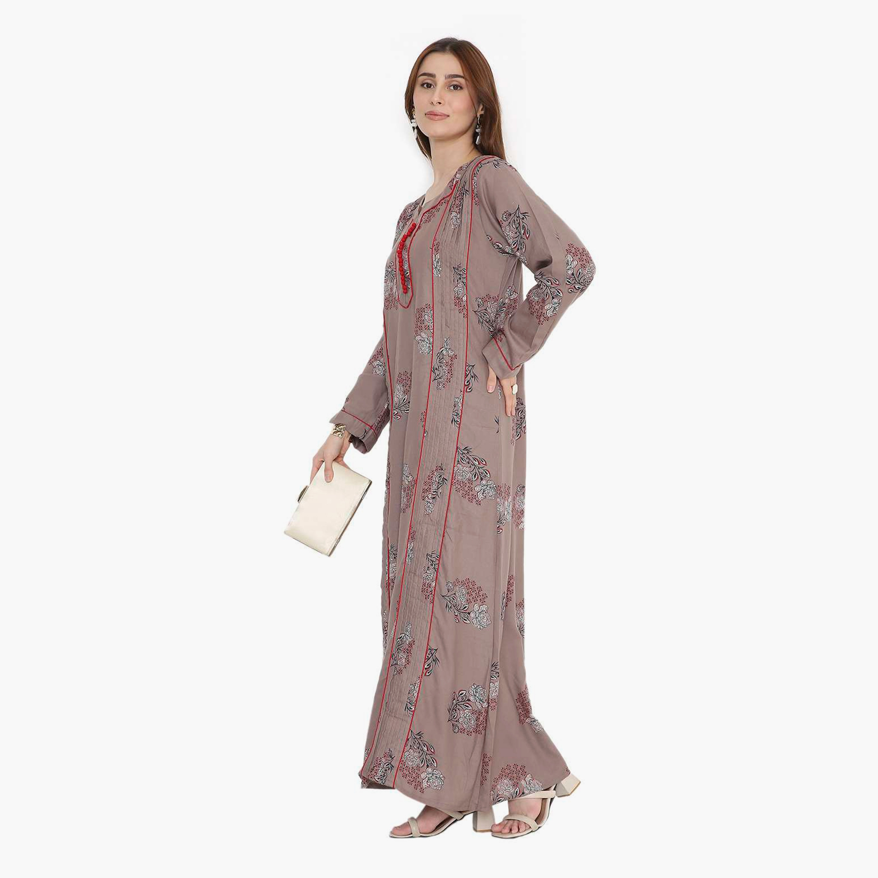 جلابية نسائية بطبعة زهور كبيرة وكسرات من هنا أند سارة-women-arabicclothing-jalabiyas-image-4
