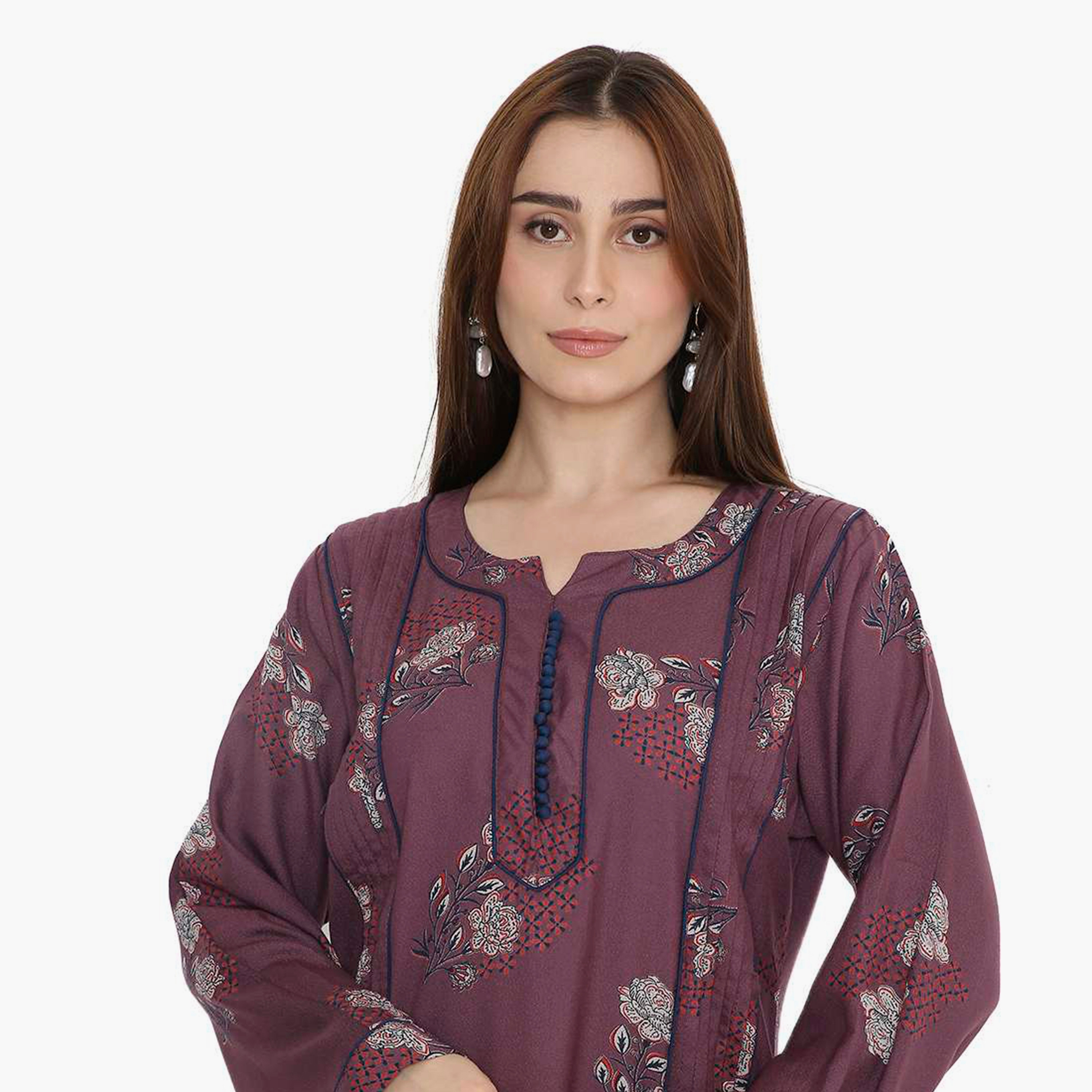 HanaandSara Floral Block Print & Pintuck Women's Jalabiya-women-arabicclothing-jalabiyas-image-12