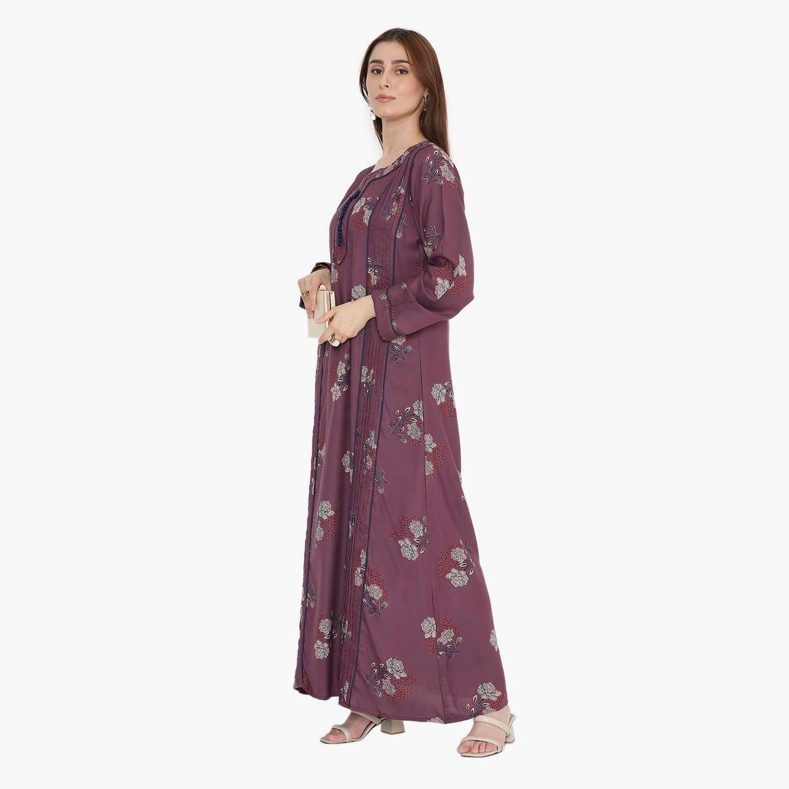 HanaandSara Floral Block Print & Pintuck Women's Jalabiya-women-arabicclothing-jalabiyas-image-14
