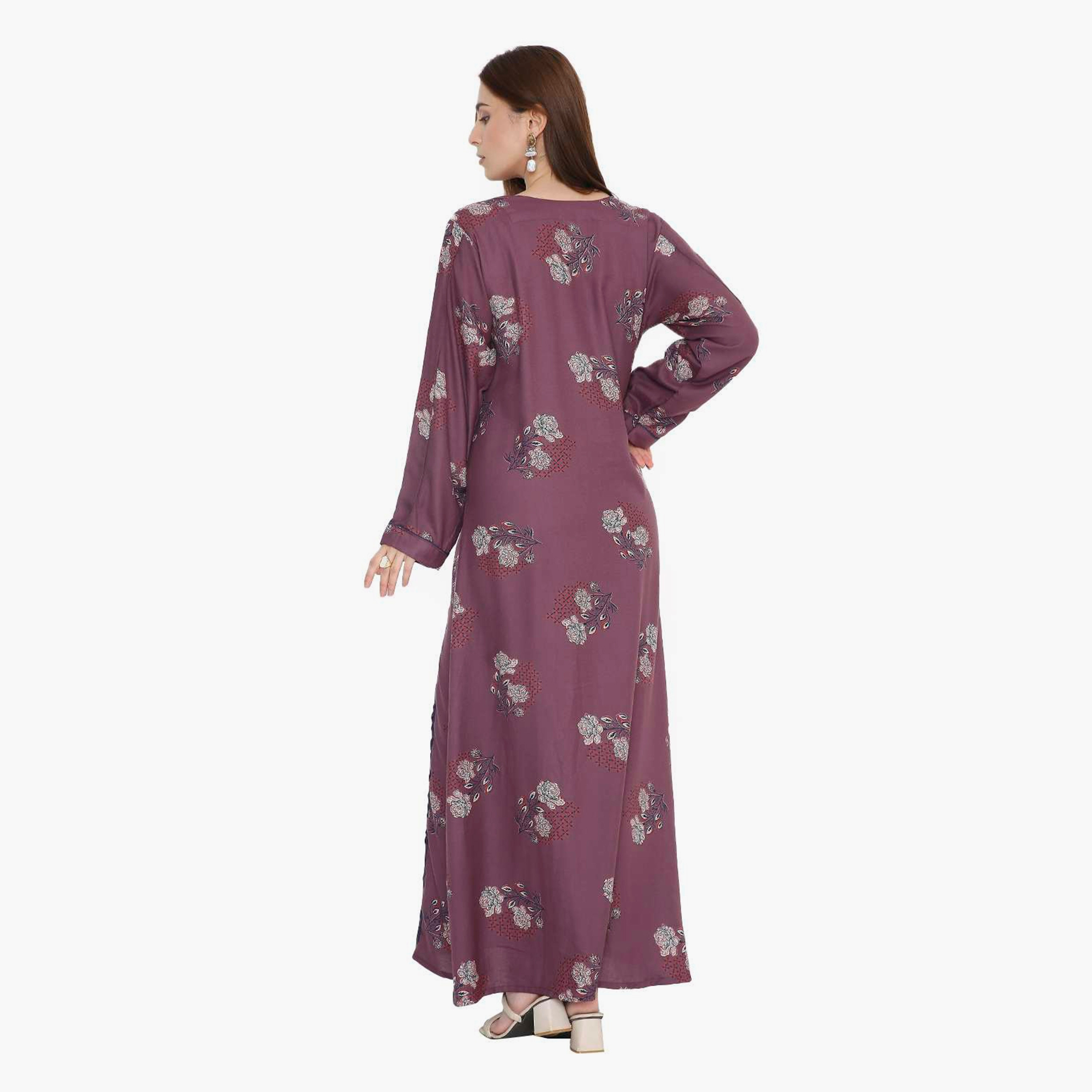 HanaandSara Floral Block Print & Pintuck Women's Jalabiya-women-arabicclothing-jalabiyas-image-15