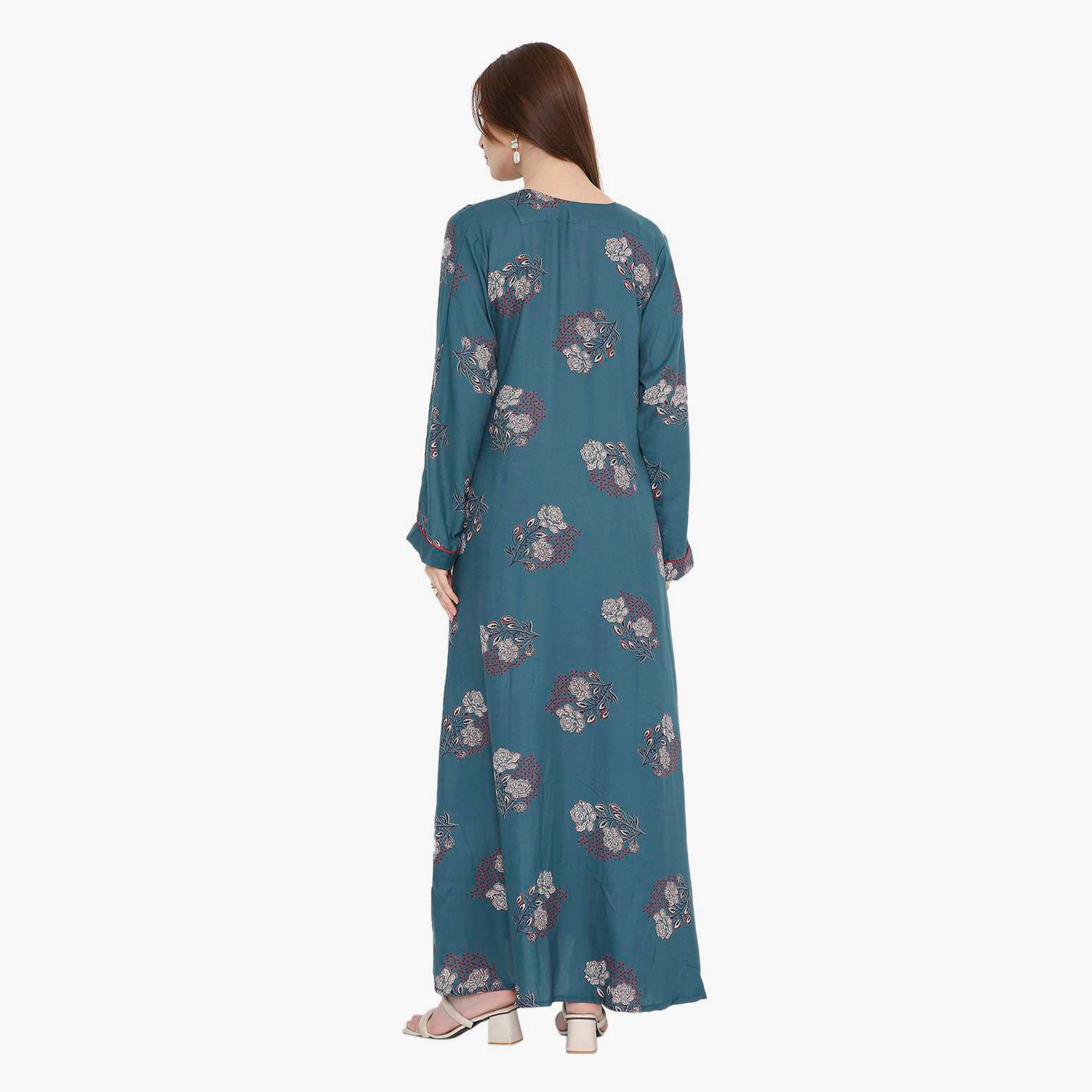 HanaandSara Floral Block Print & Pintuck Women's Jalabiya-women-arabicclothing-jalabiyas-image-10
