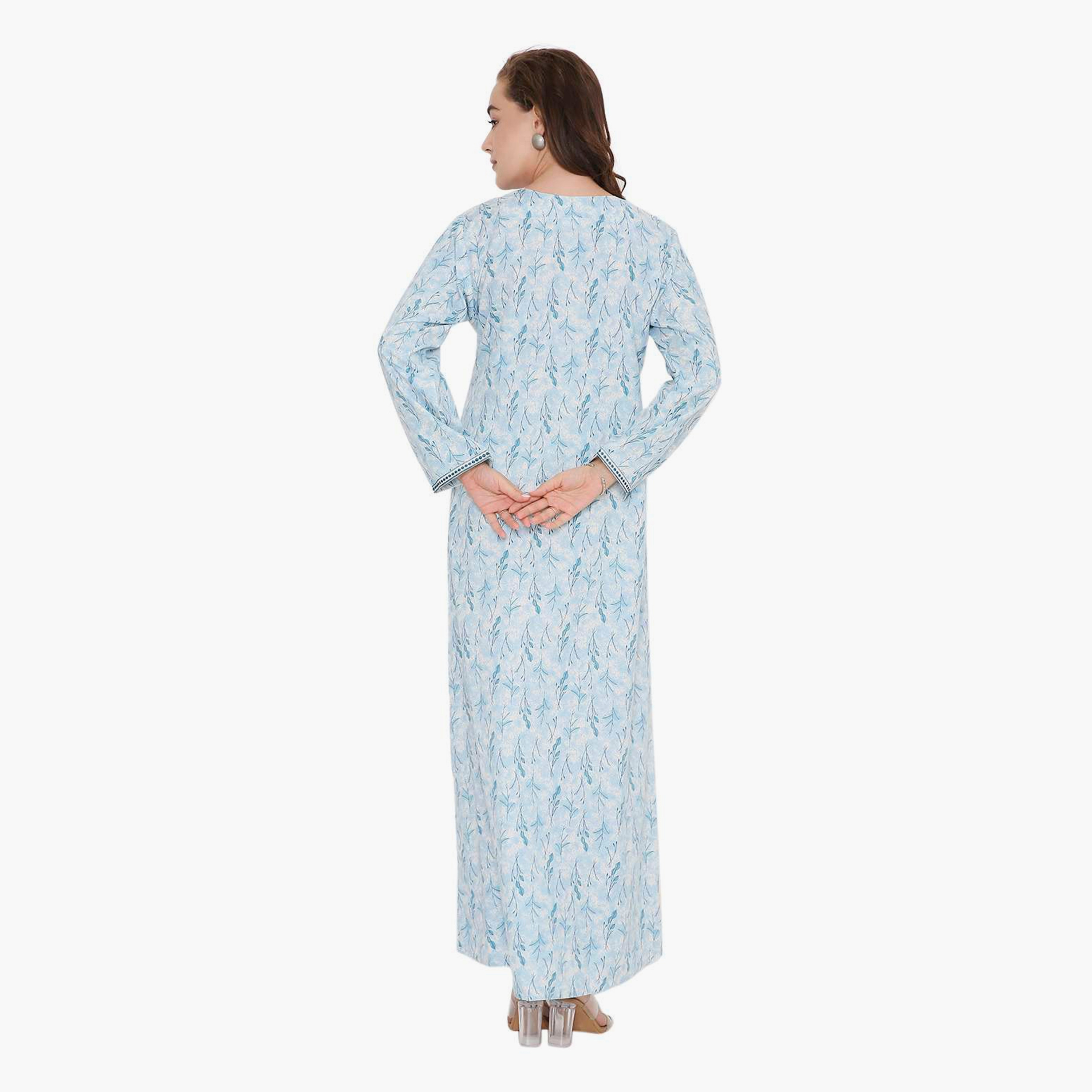 جلابية نسائية بطبعة أوراق الشجر وصدرية مطرزة من هنا أند سارة-women-arabicclothing-jalabiyas-image-15