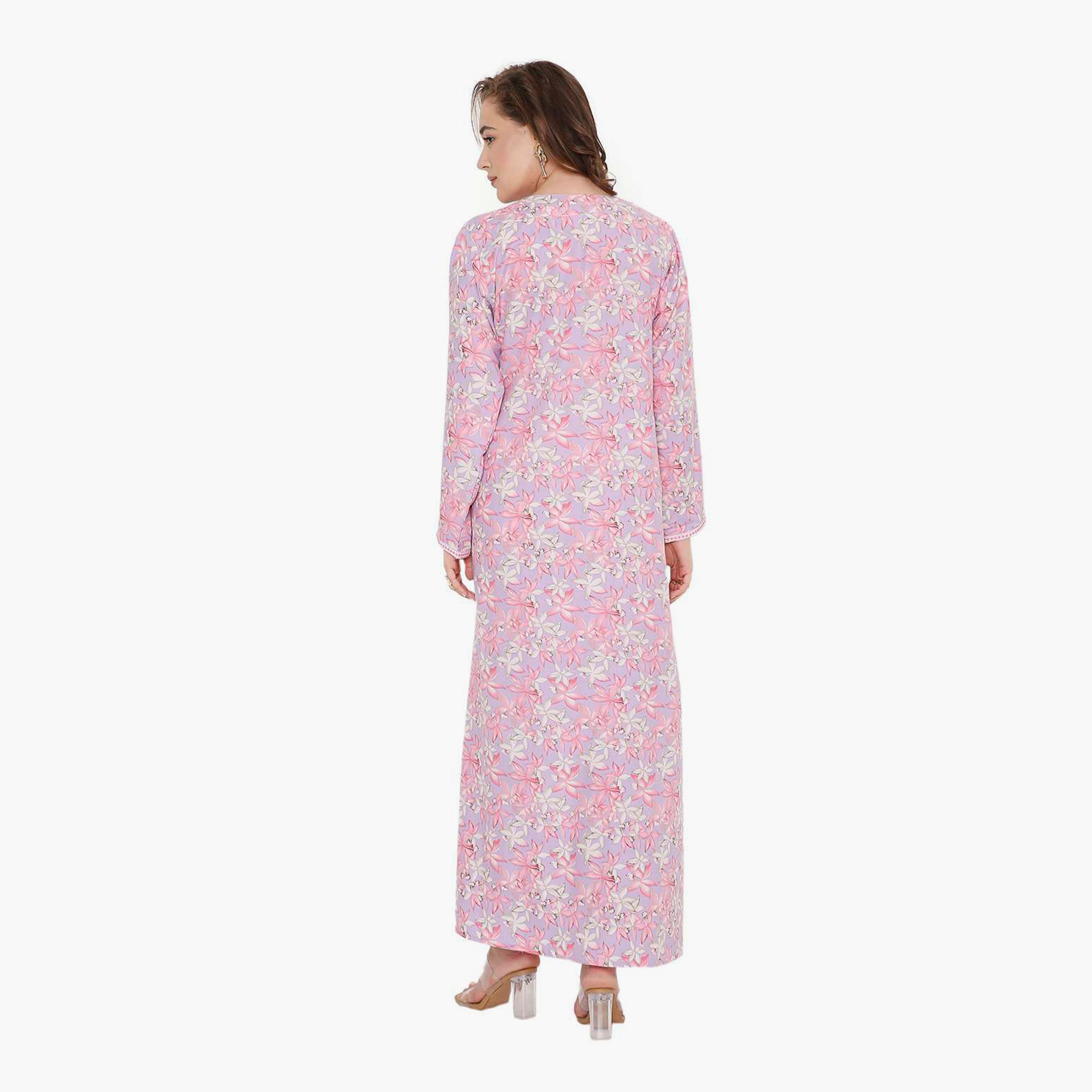 جلابية نسائية بطبعة زهور وصدرية مطرزة من هنا أند سارة-women-arabicclothing-jalabiyas-image-5