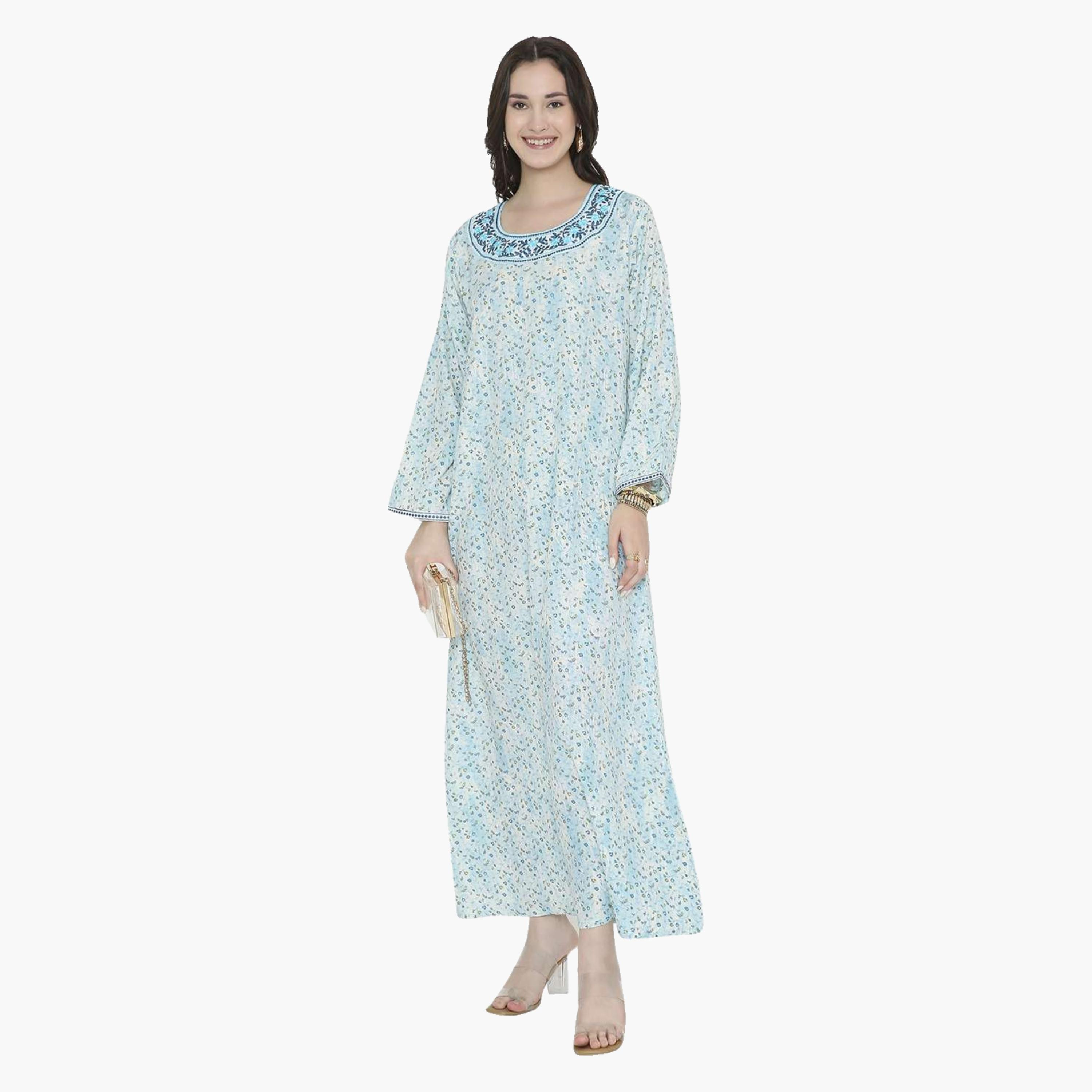 HanaandSara Floral Print Women's Jalabiya-women-arabicclothing-jalabiyas-image-1