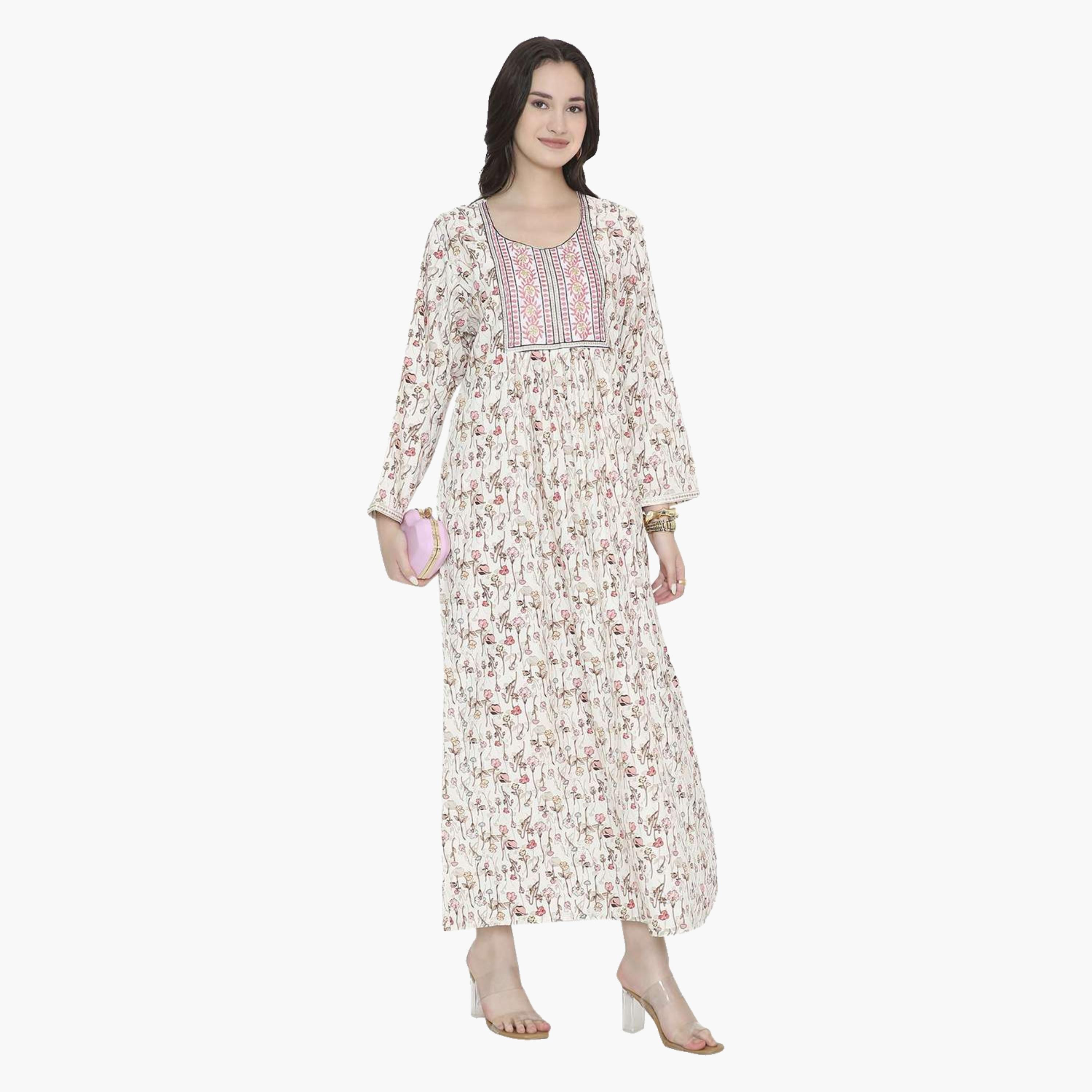 جلابية نسائية بطبعة ورود من هانا اند سارة-women-arabicclothing-jalabiyas-image-8