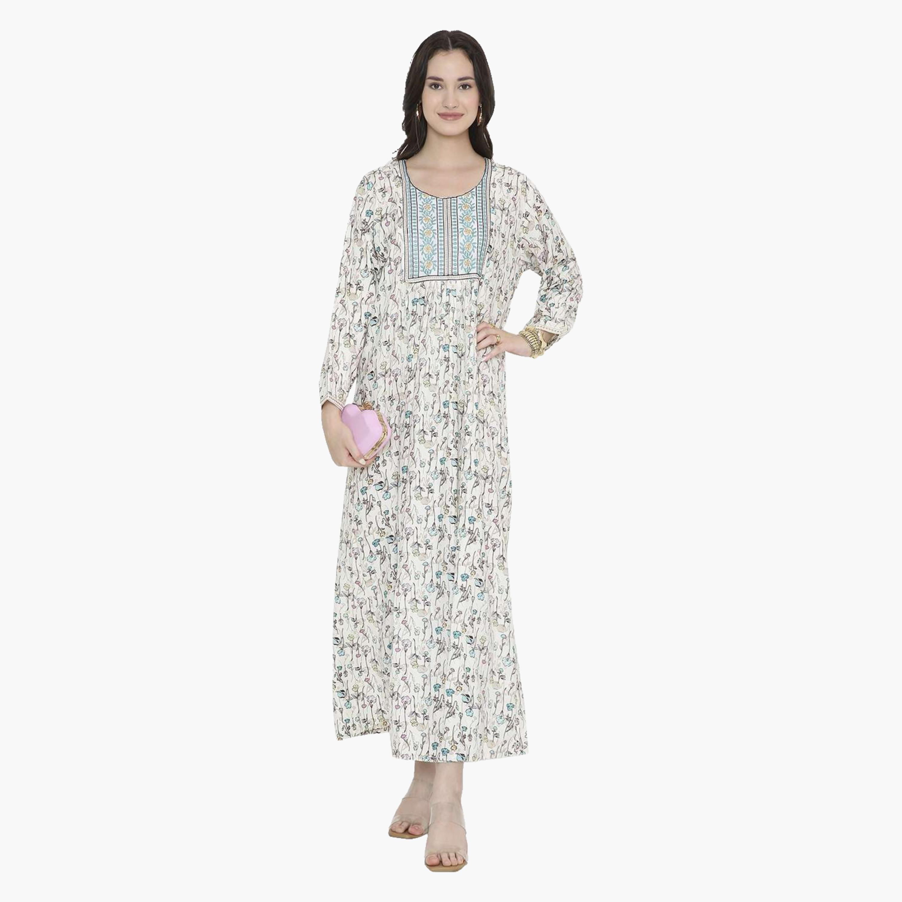 HanaandSara Floral Print Women's Jalabiya-women-arabicclothing-jalabiyas-image-1