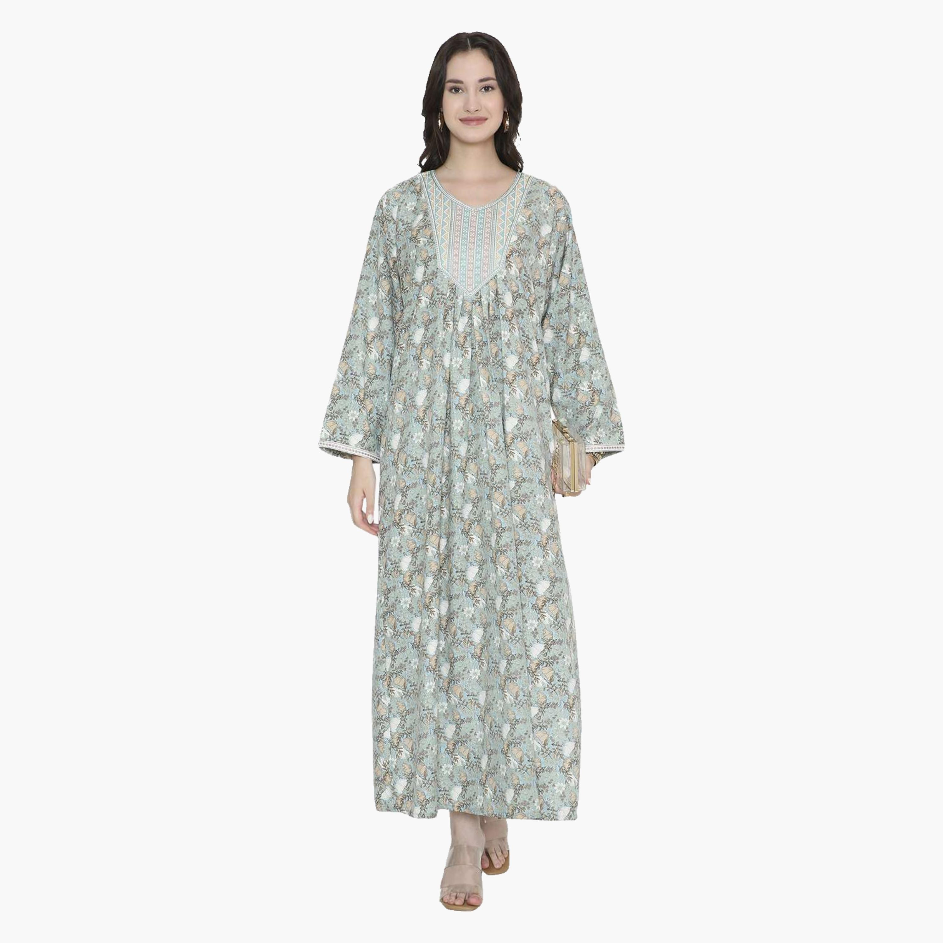 HanaandSara Floral Print Women's Jalabiya-women-arabicclothing-jalabiyas-image-1