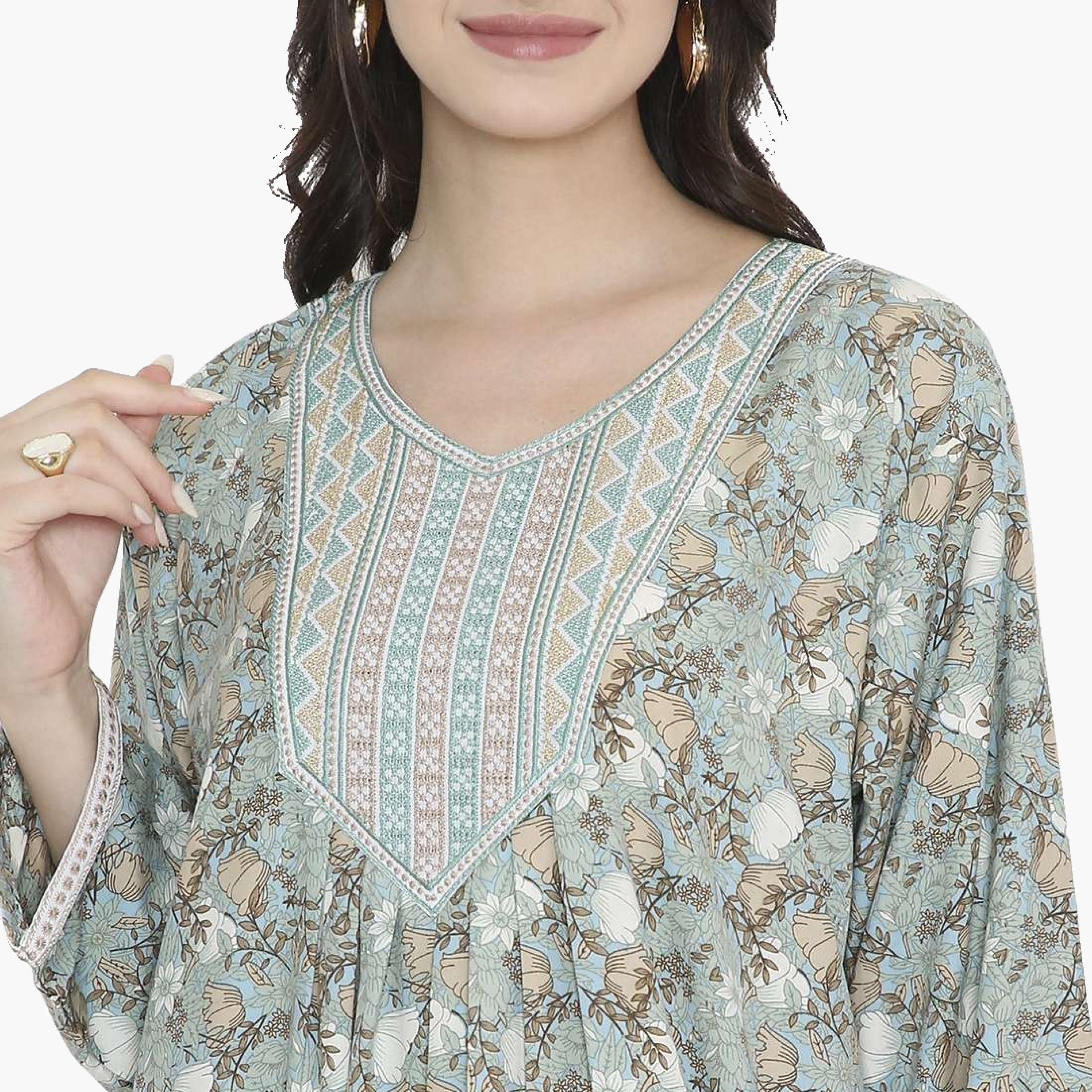 جلابية نسائية بطبعة ورود من هانا اند سارة-women-arabicclothing-jalabiyas-image-2