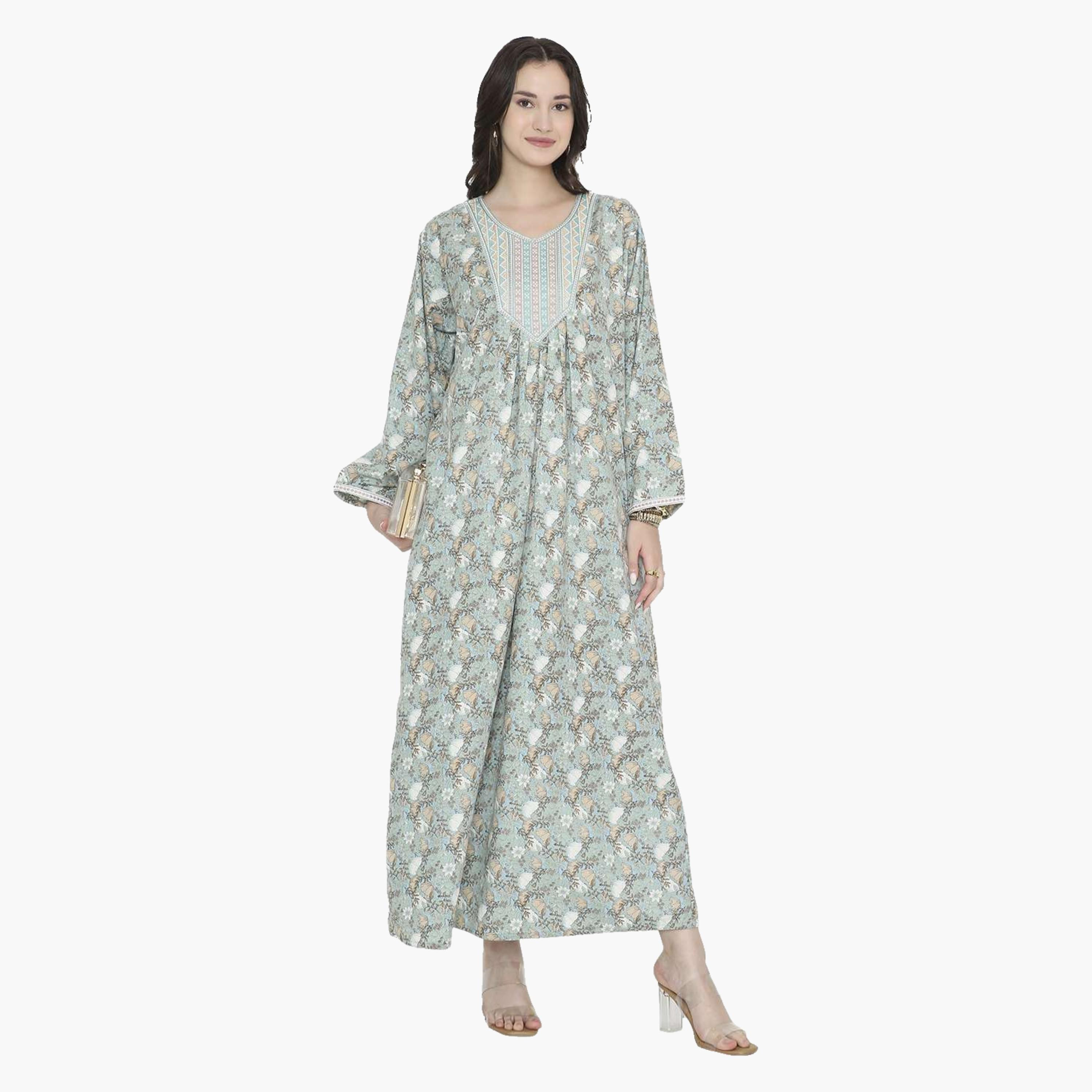 HanaandSara Floral Print Women's Jalabiya-women-arabicclothing-jalabiyas-image-3