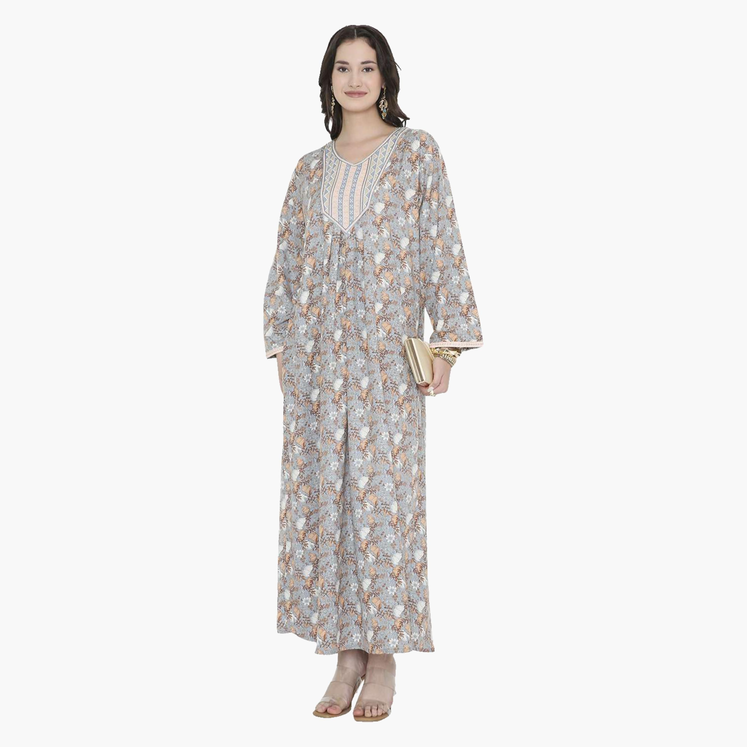 جلابية نسائية بطبعة ورود من هانا اند سارة-women-arabicclothing-jalabiyas-image-6