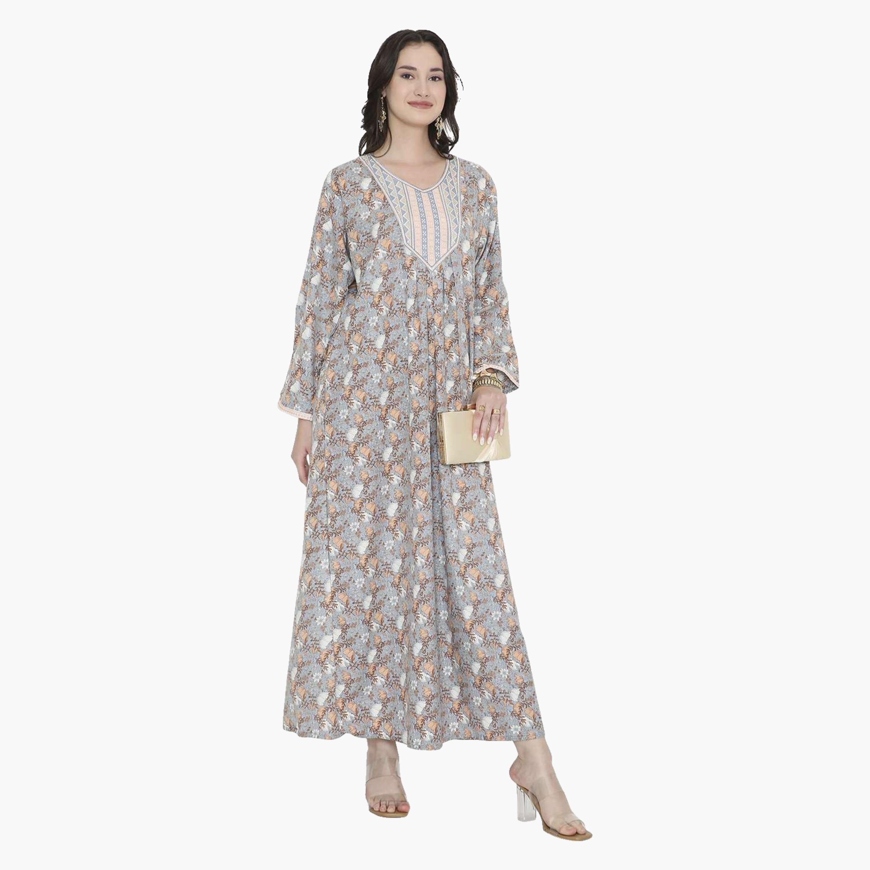 جلابية نسائية بطبعة ورود من هانا اند سارة-women-arabicclothing-jalabiyas-image-8