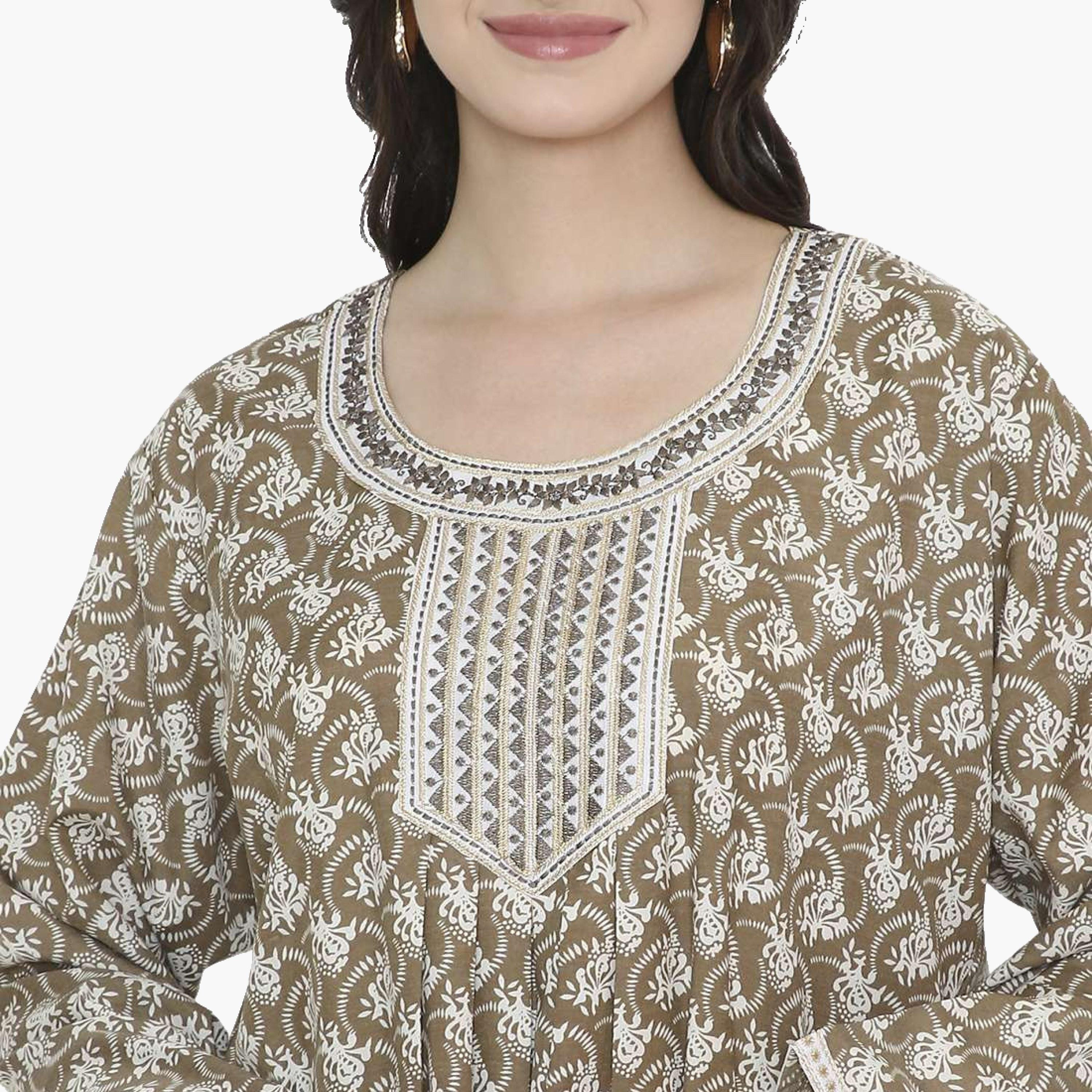 جلابية نسائية بطبعة أشكال هندسية من هانا اند سارة-women-arabicclothing-jalabiyas-image-2