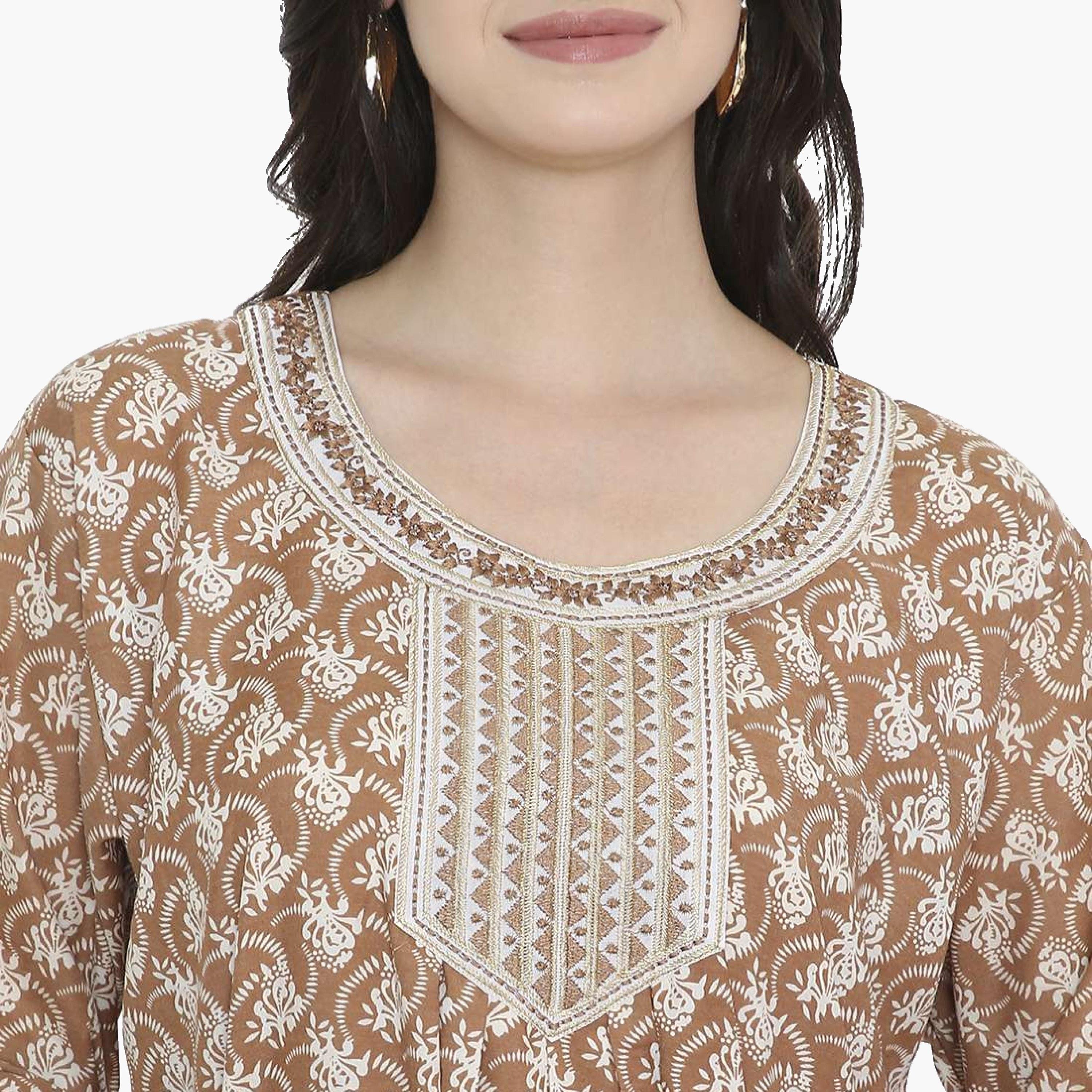 HanaandSara Geometric Print Women's Jalabiya-women-arabicclothing-jalabiyas-image-2