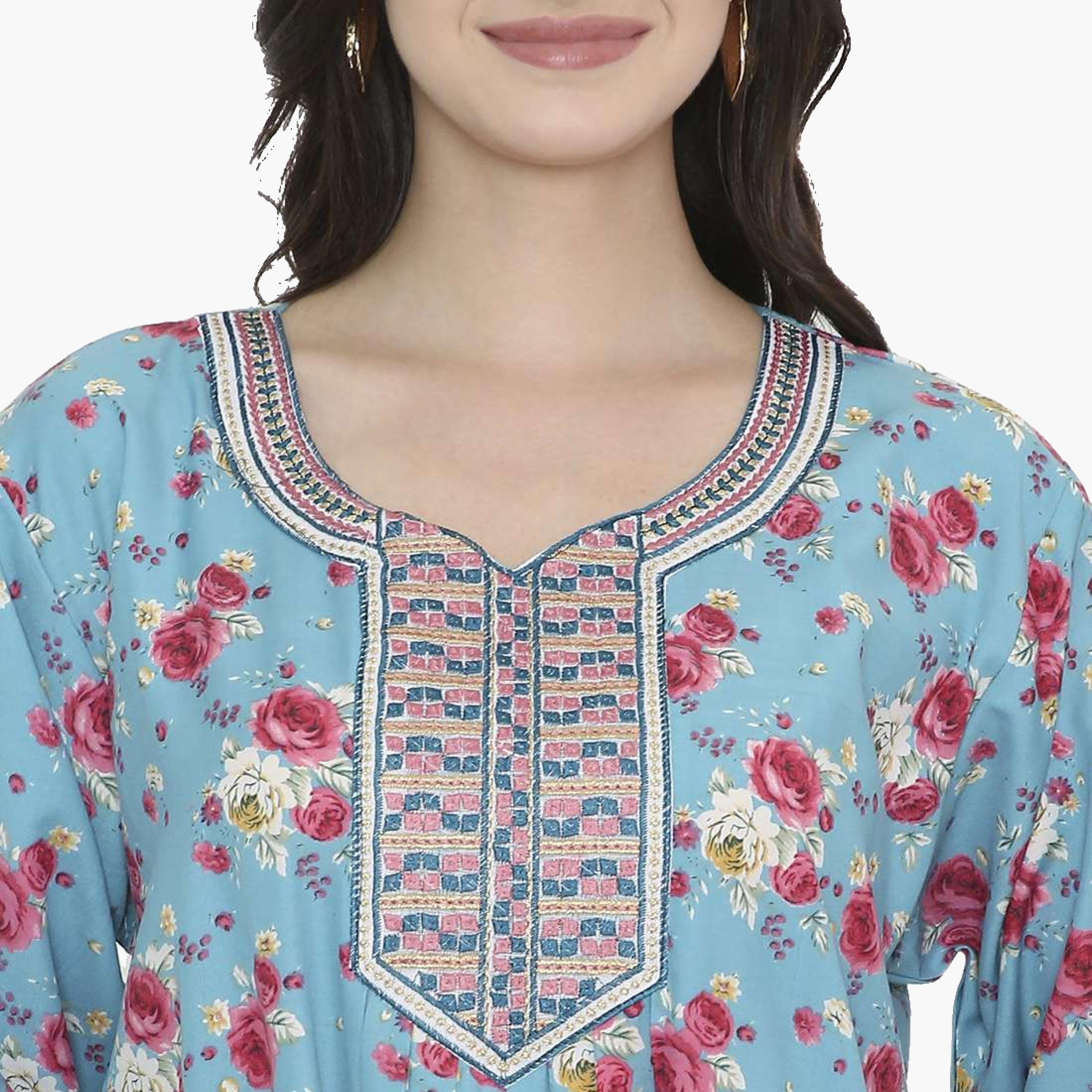 جلابية نسائية بطبعة ورود من هانا اند سارة-women-arabicclothing-jalabiyas-image-2