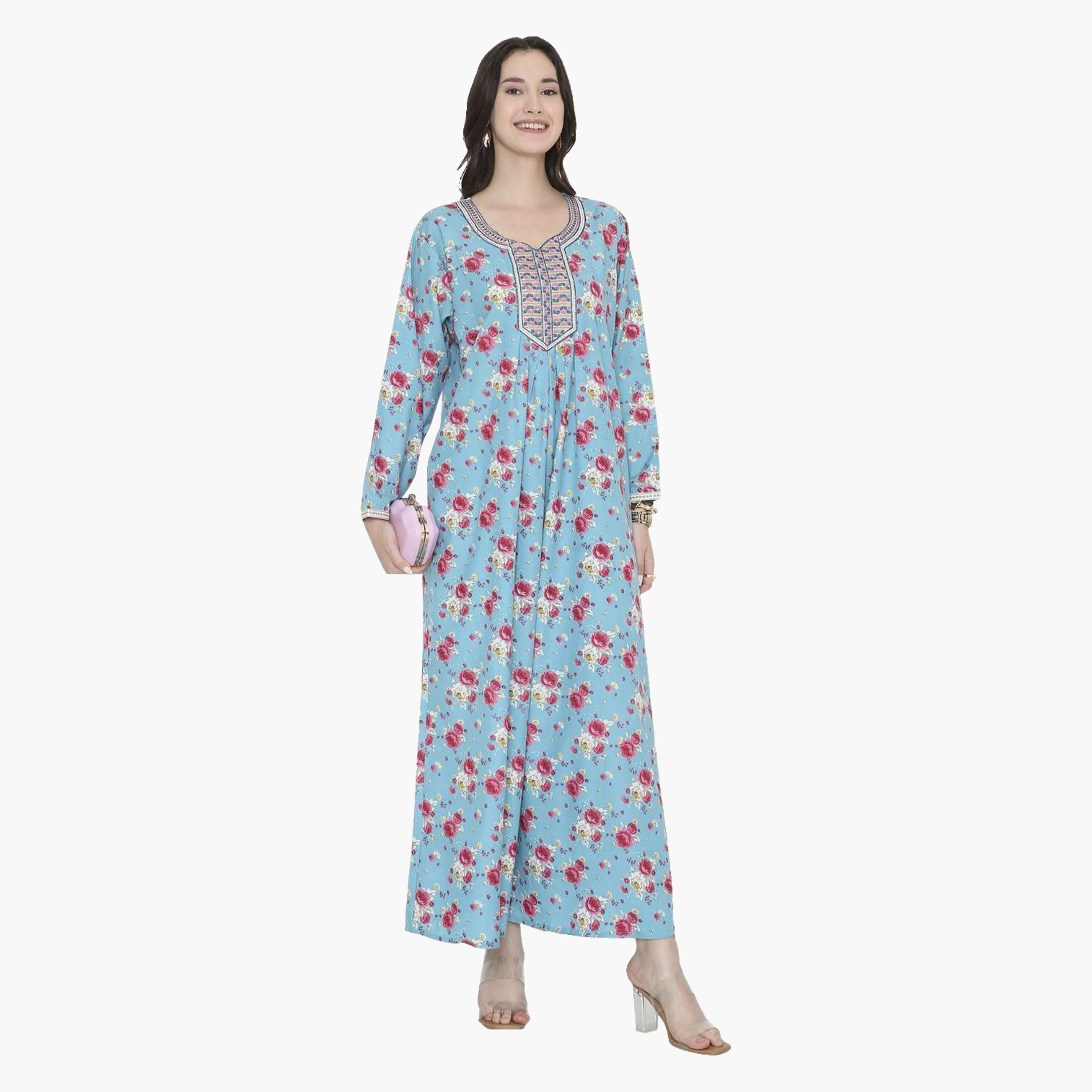 جلابية نسائية بطبعة ورود من هانا اند سارة-women-arabicclothing-jalabiyas-image-3