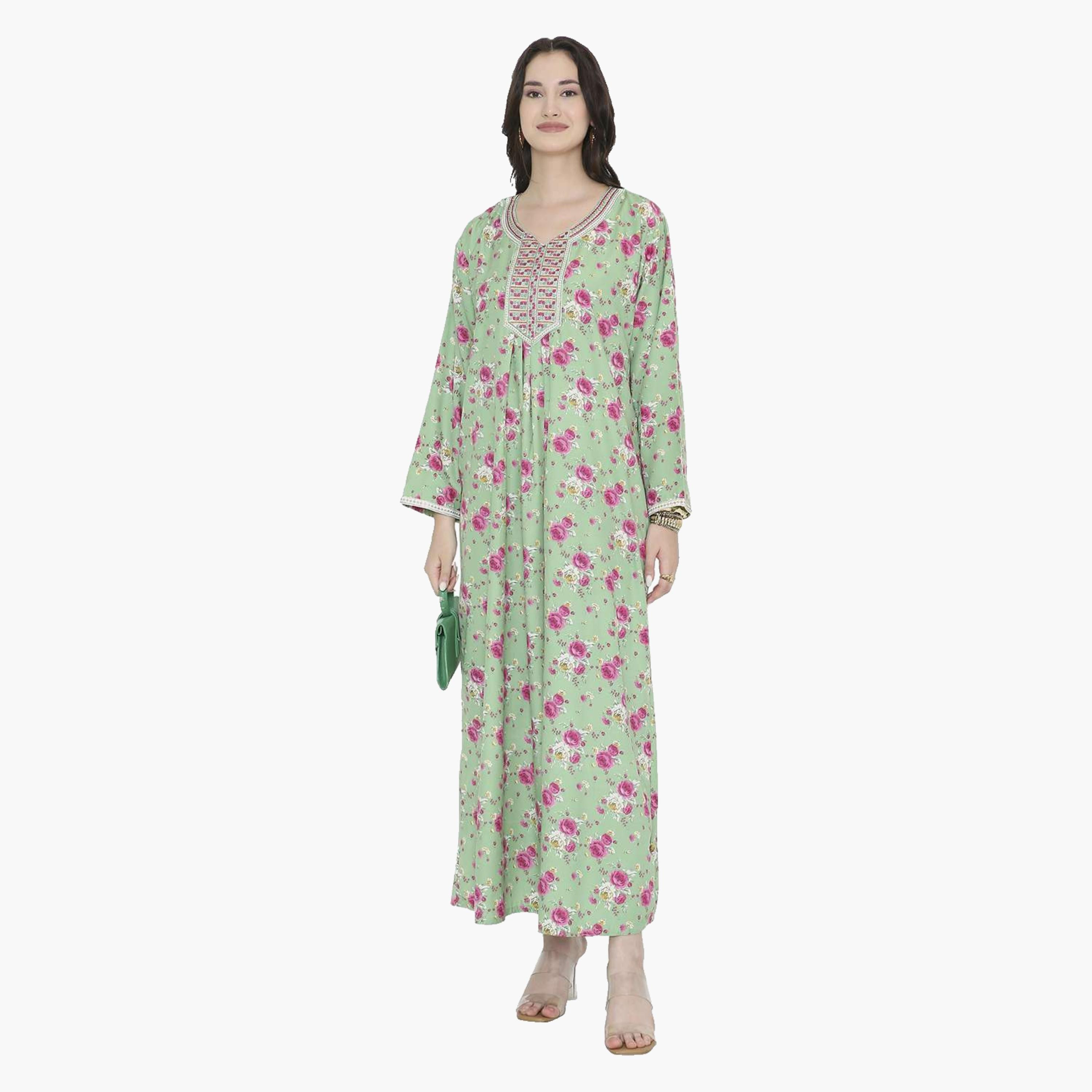 جلابية نسائية بطبعة ورود من هانا اند سارة-women-arabicclothing-jalabiyas-image-6