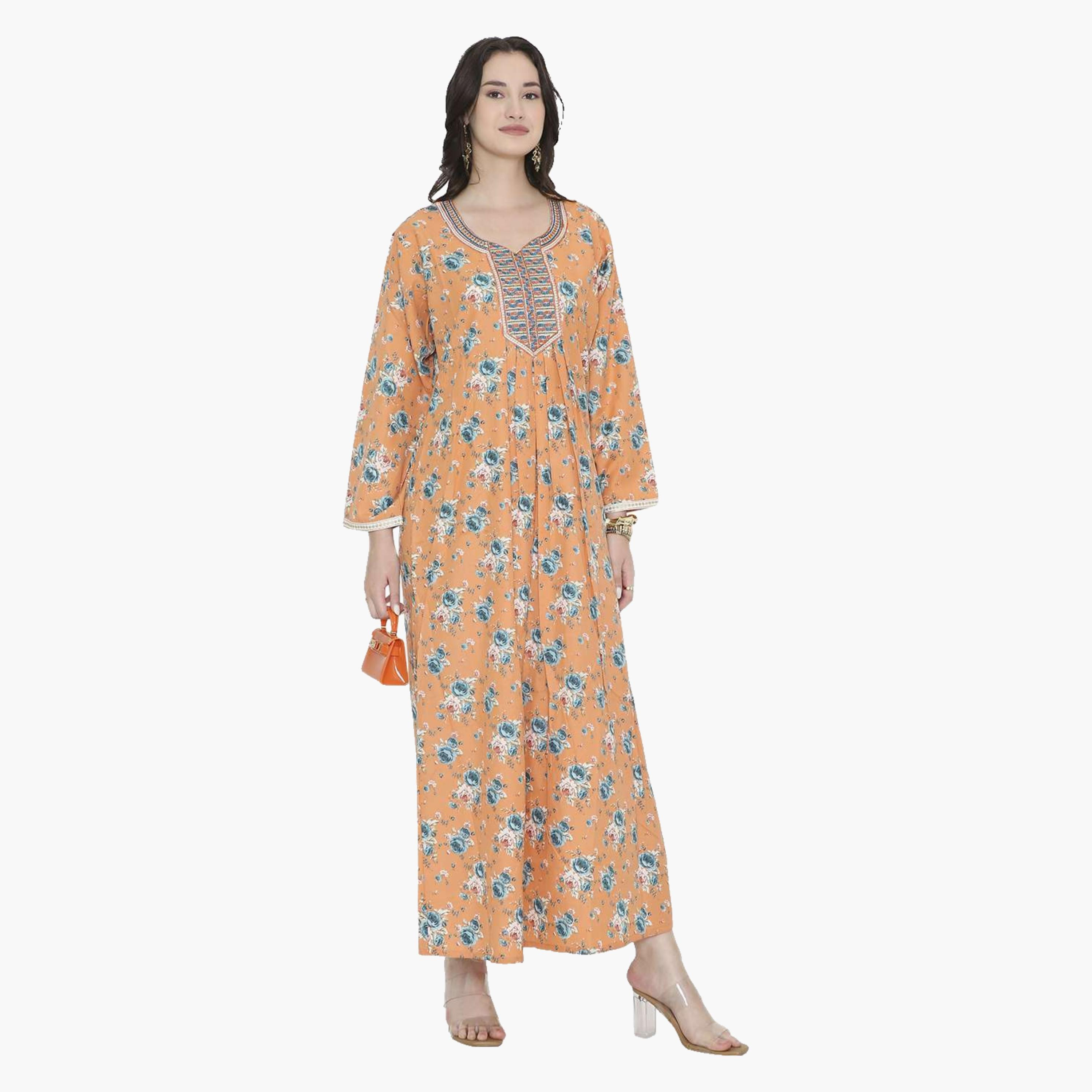 HanaandSara Floral Print Women's Jalabiya-women-arabicclothing-jalabiyas-image-3