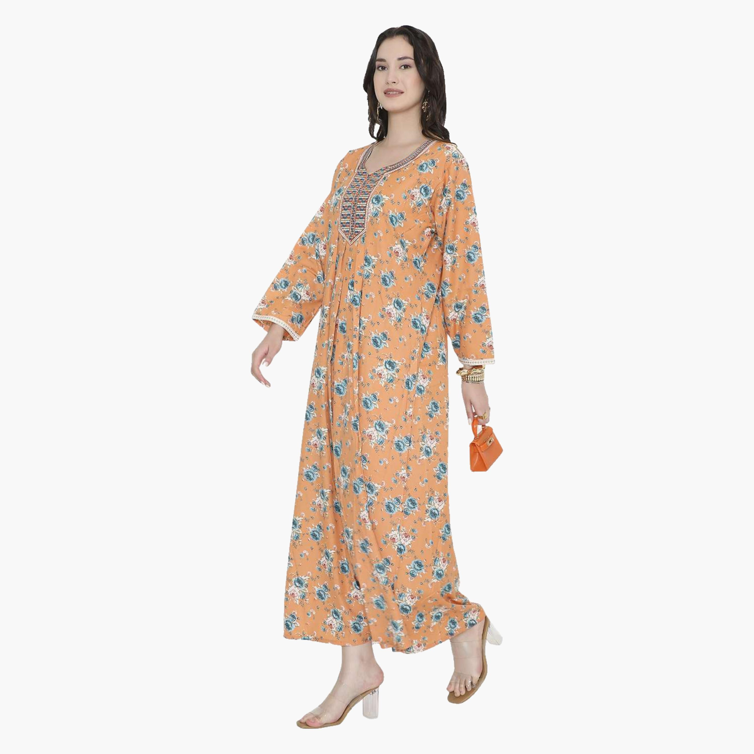 HanaandSara Floral Print Women's Jalabiya-women-arabicclothing-jalabiyas-image-4