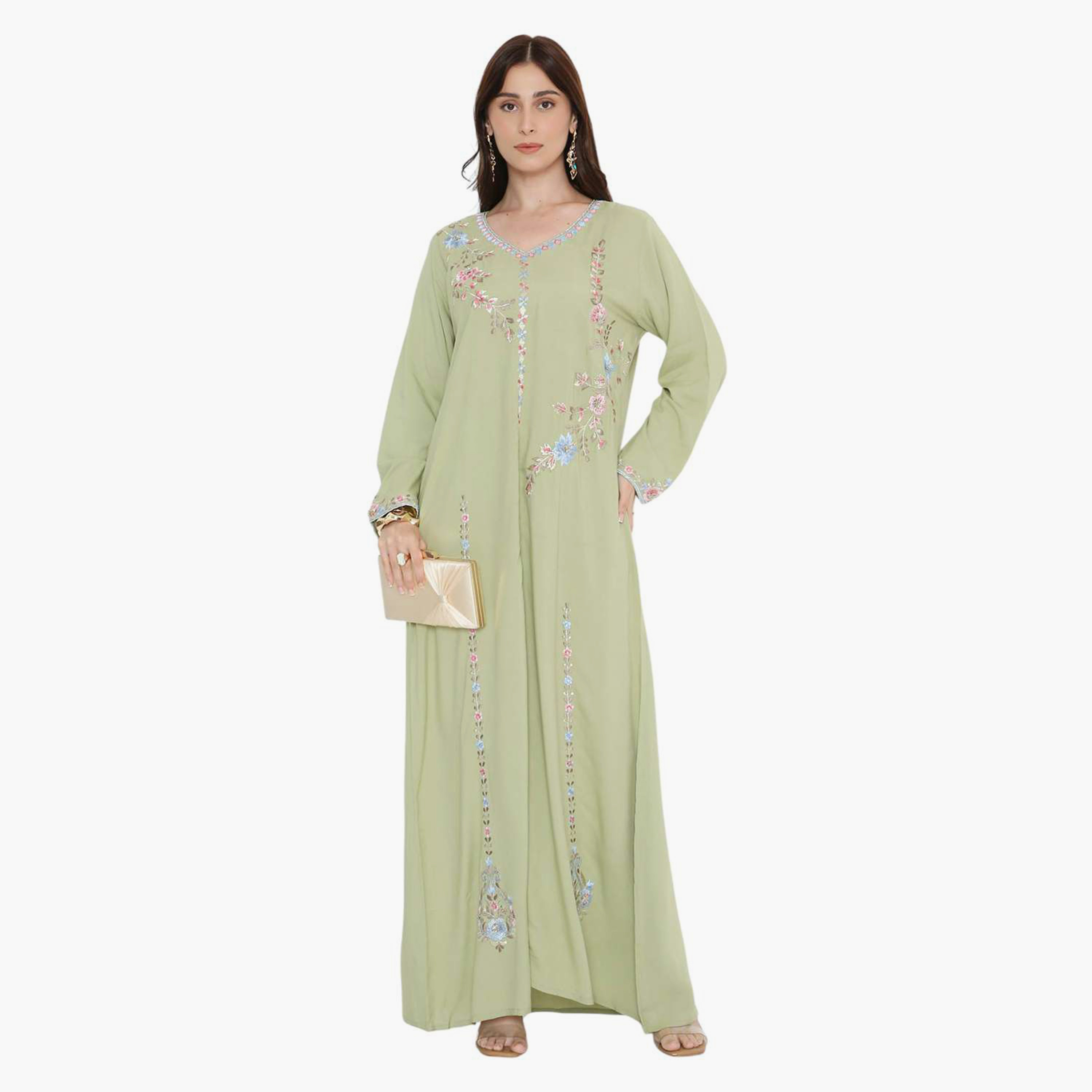 جلابية نسائية مطرزة بالزهور من هانا اند سارة-women-arabicclothing-jalabiyas-image-1