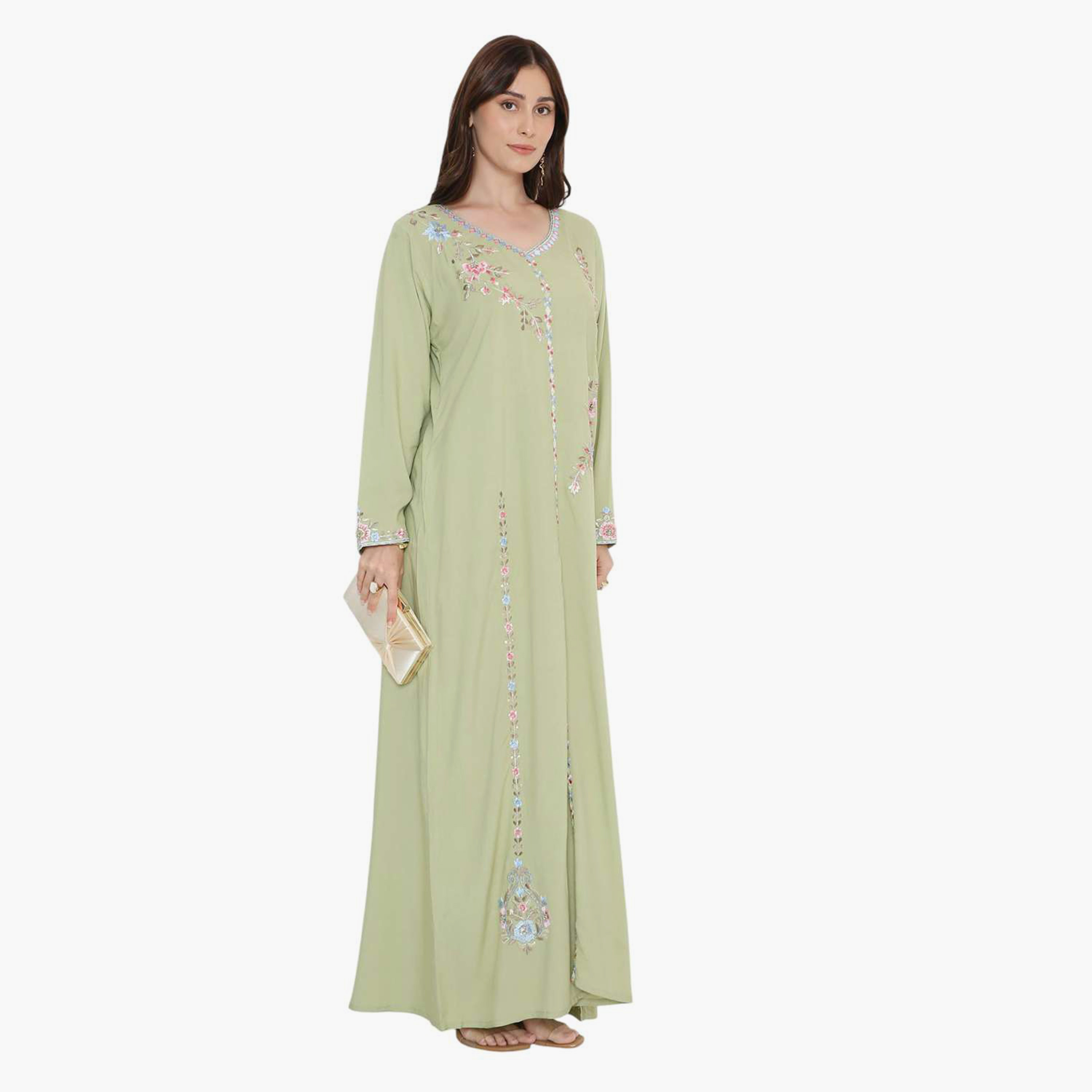 HanaandSara Floral Embroidered Women's Jalabiya-women-arabicclothing-jalabiyas-image-3