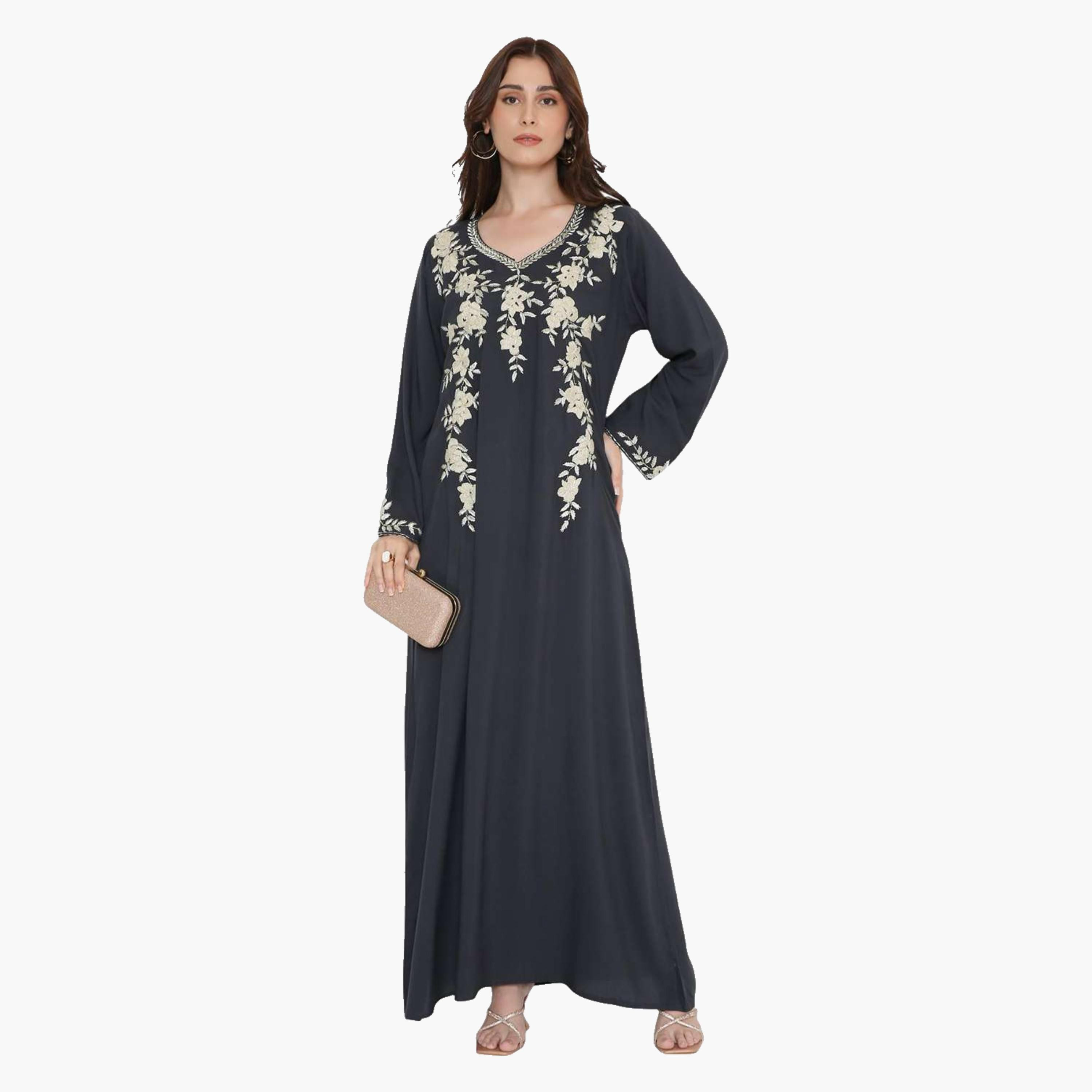 جلابية سهرة نسائية مطرزة بالورود من هانا اند سارة-women-arabicclothing-jalabiyas-image-6