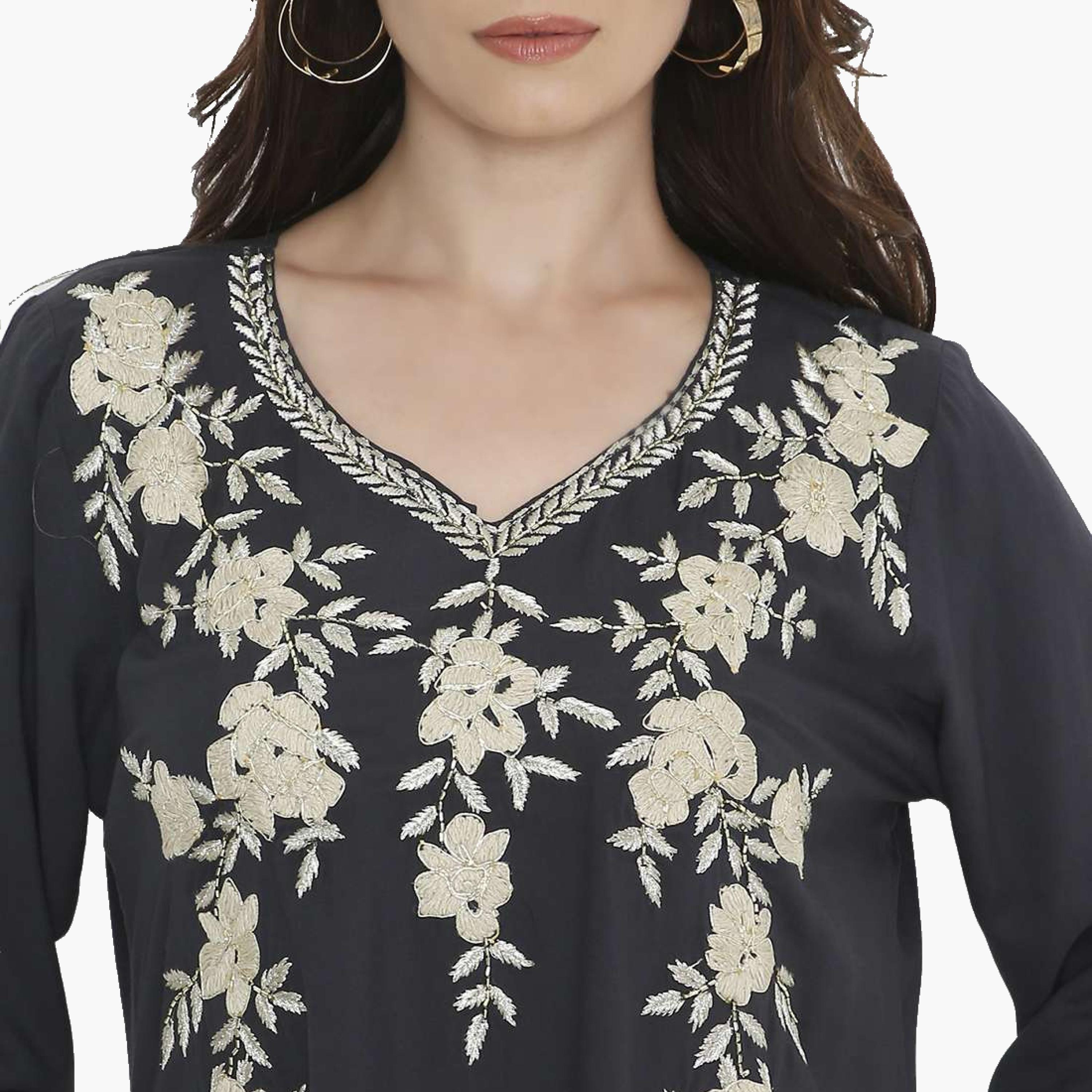 جلابية سهرة نسائية مطرزة بالورود من هانا اند سارة-women-arabicclothing-jalabiyas-image-7