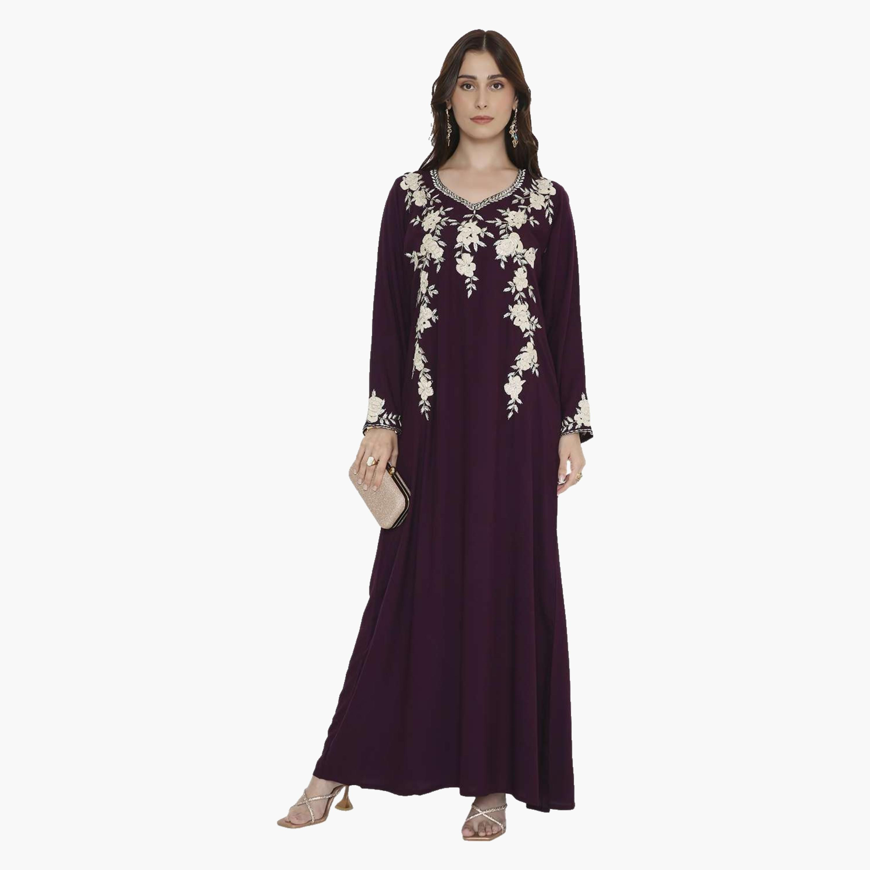 جلابية سهرة نسائية مطرزة بالورود من هانا اند سارة-women-arabicclothing-jalabiyas-image-1